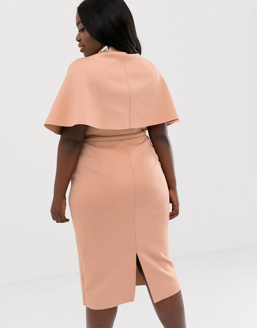 asos design structured plunge kimono midi dress with peplum