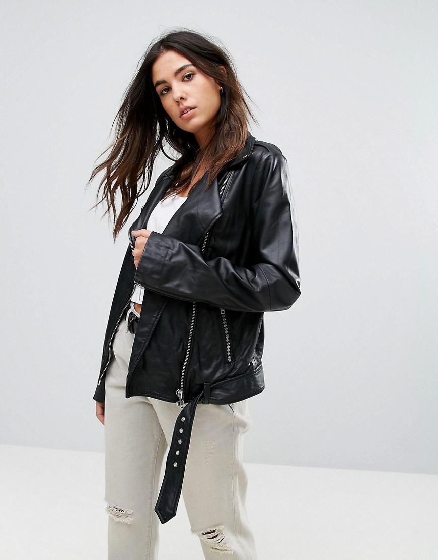 barney's originals colored leather biker jacket