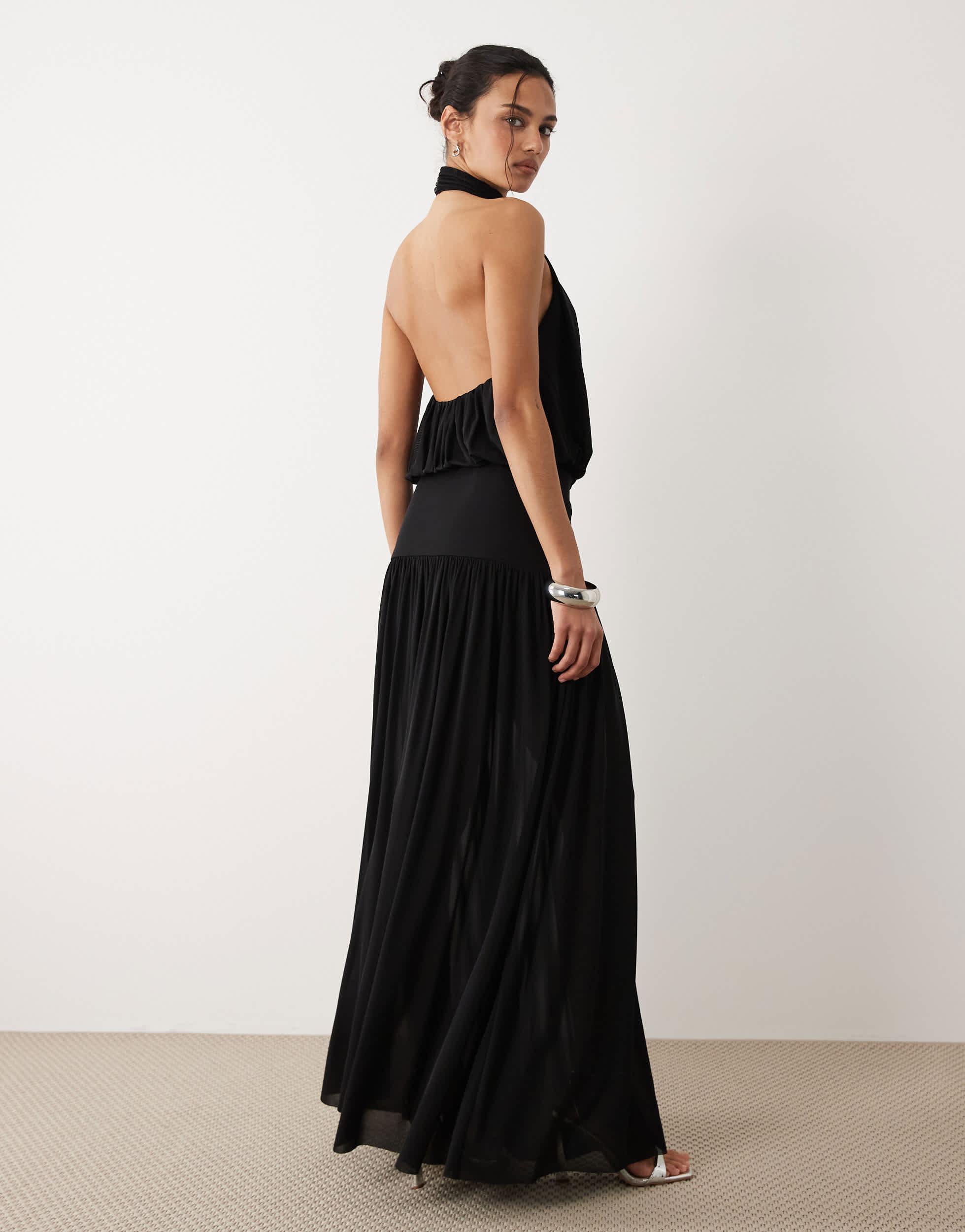 mango black halter dress Halterneck Drop Waist Maxi in festive home decor