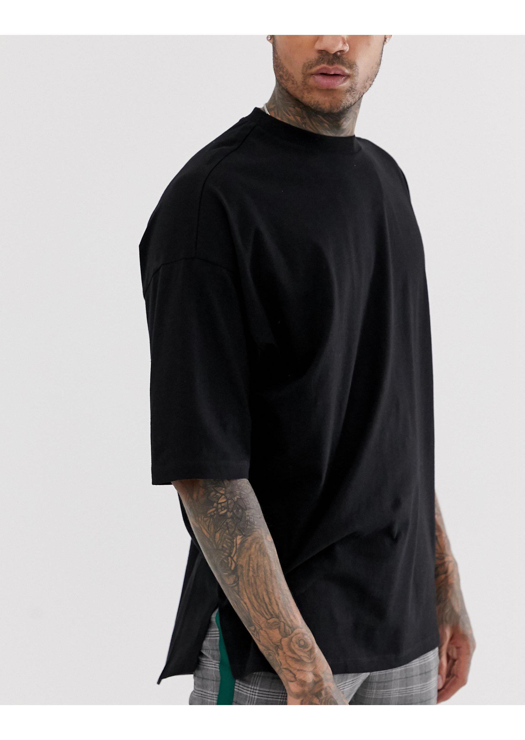 black side split t shirt