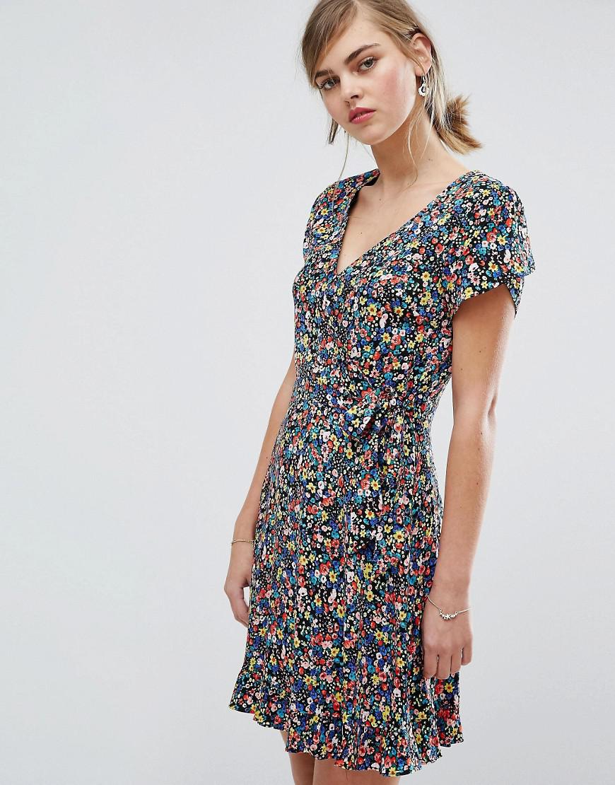 Oasis Synthetic Ditsy Print Wrap Dress ...