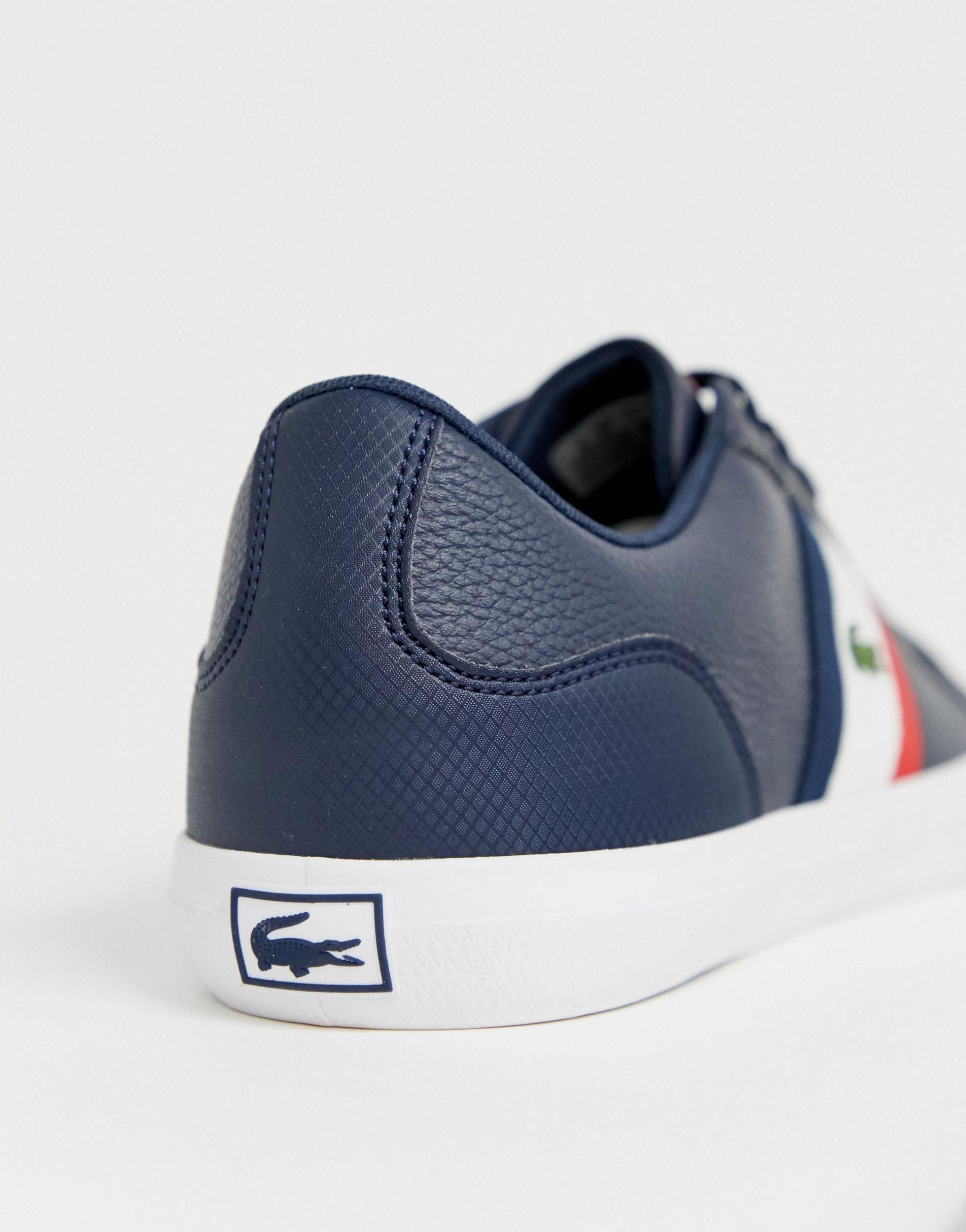 Lacoste Leather Lerond Sneakers With Side Stripe in Navy (Blue) for Men -  Lyst