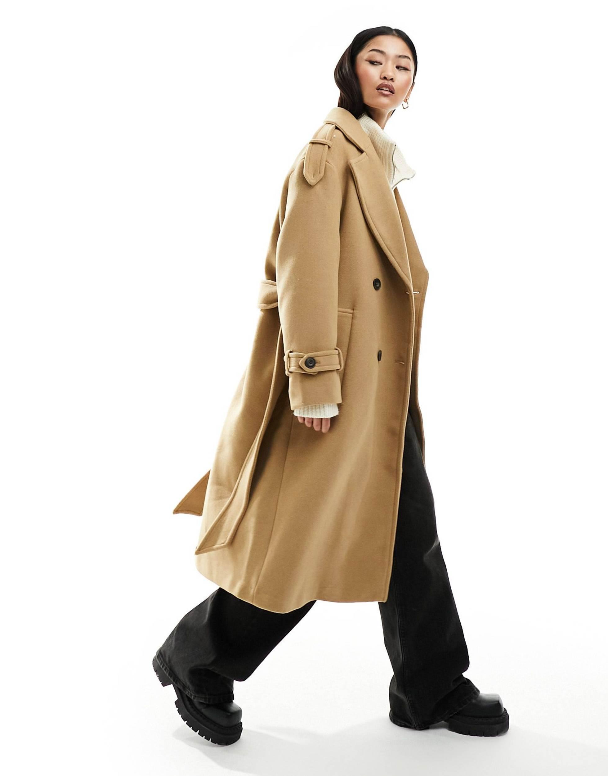 Manteau Oversize Bershka Manteaux Femme Trench-coat En Laine Camel