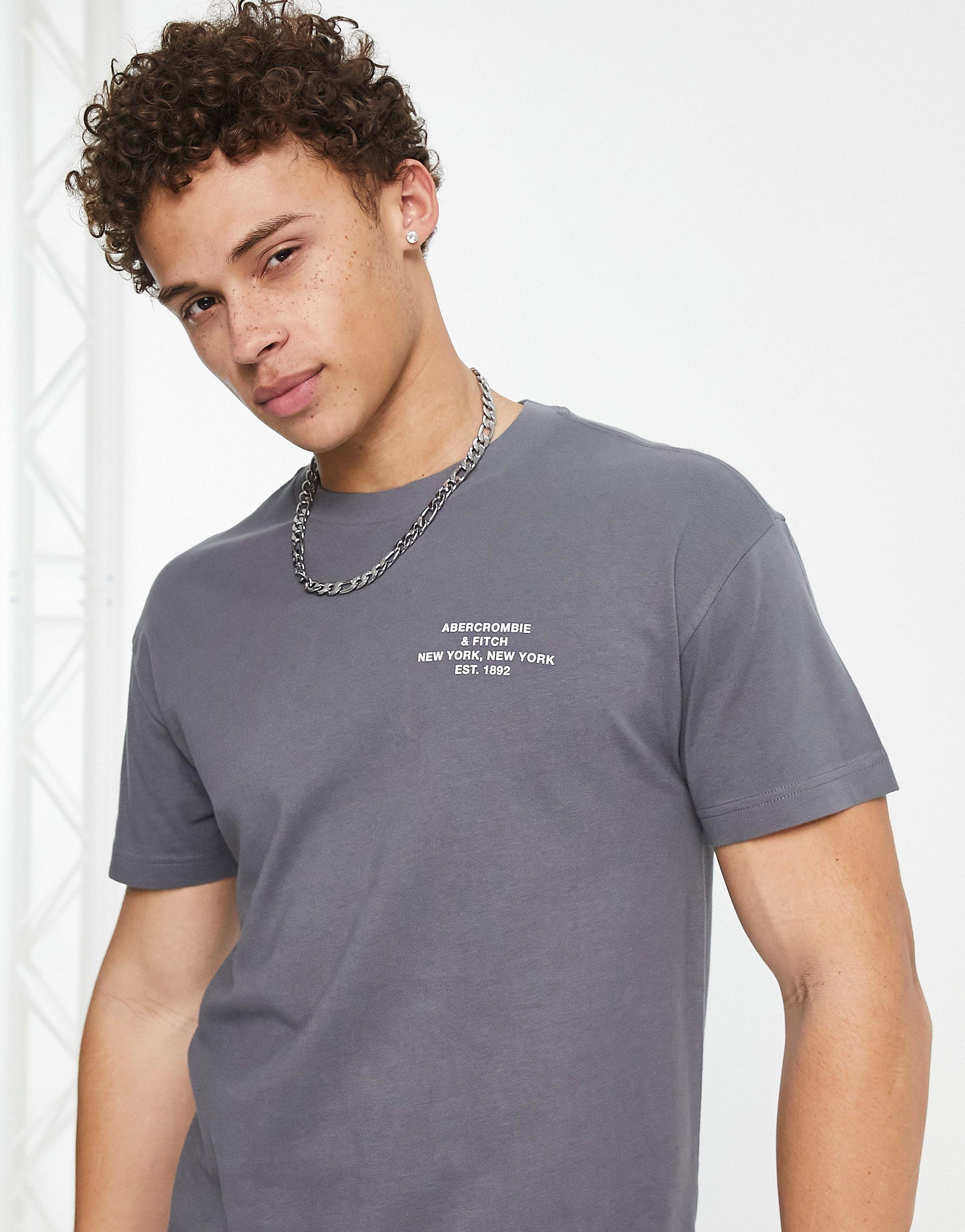 Abercrombie & Fitch Small Scale Address Logo Relaxed Fit T-shirt in Gray  for Men | Lyst