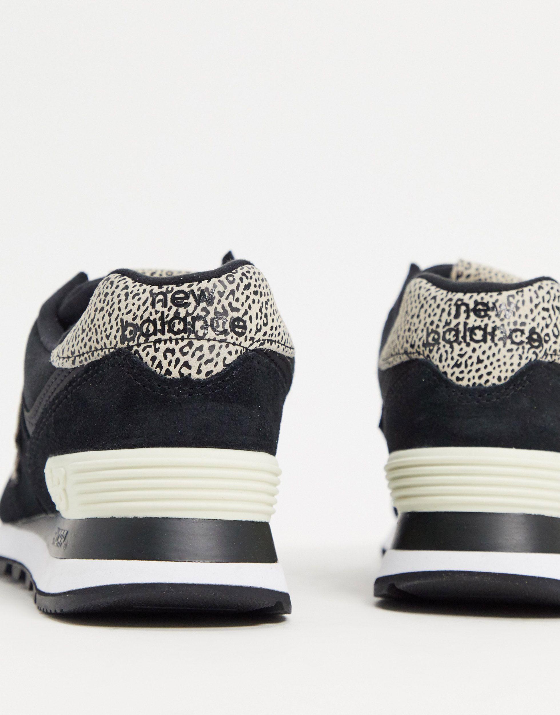 New Balance 574 Animal Print Trainers in Black | Lyst