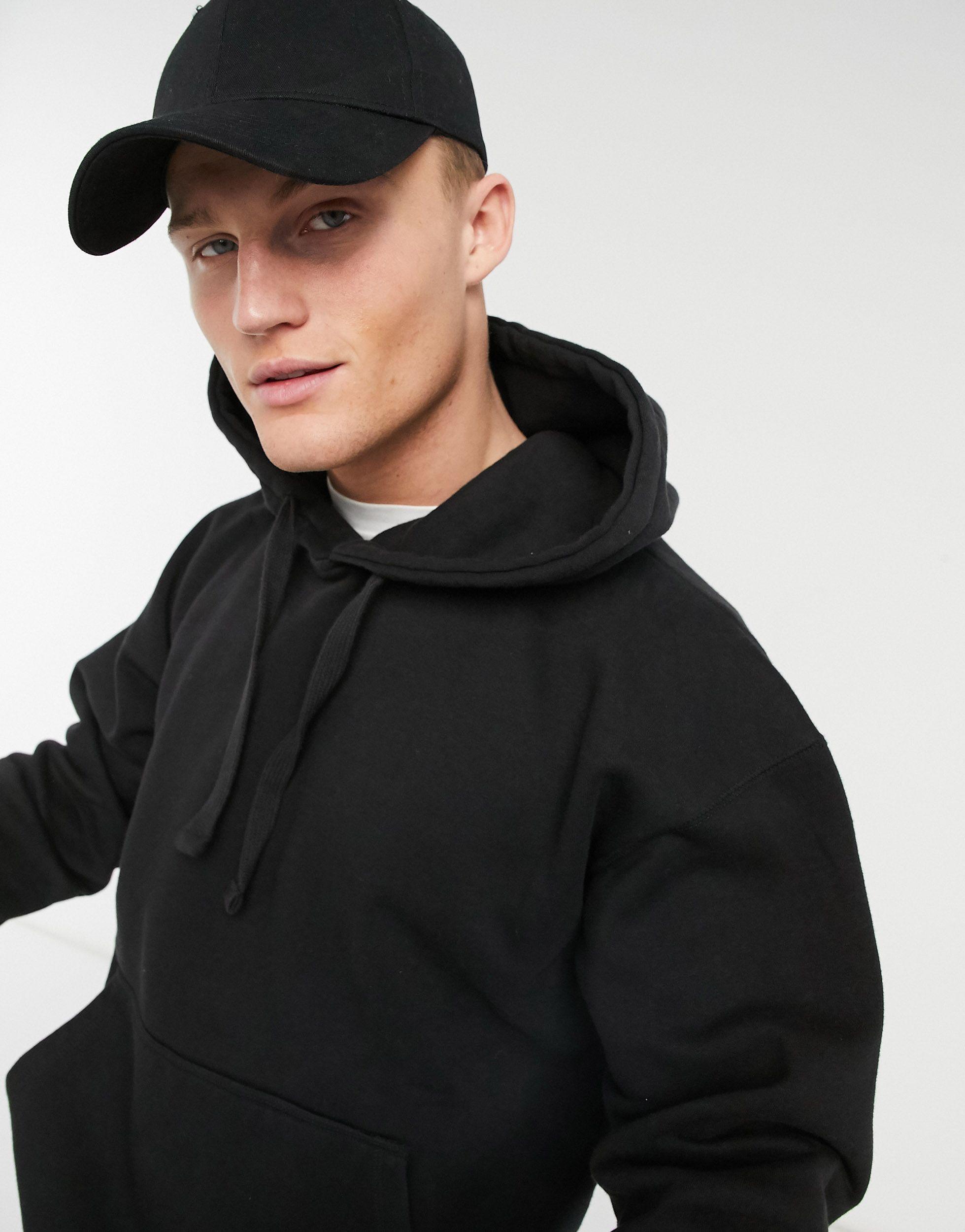 TOPMAN Co-ord Oversized Washed Hoodie in Black for Men - Lyst
