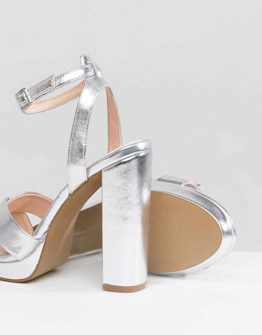 Office Nickles Silver Platform Heeled Sandals in Metallic