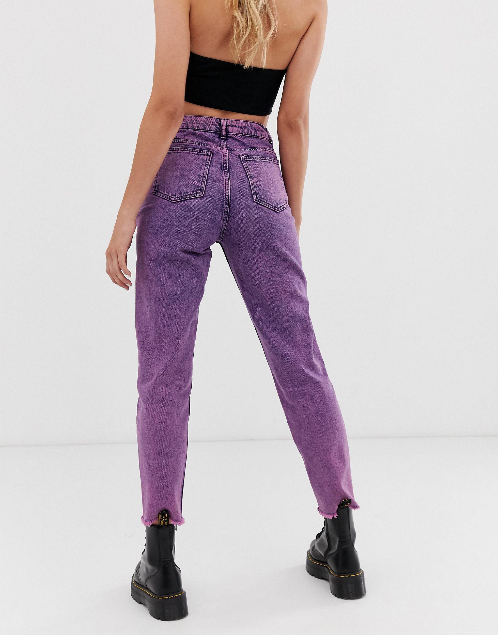 ASOS Denim Ritson Rigid Mom Jeans in Purple - Lyst