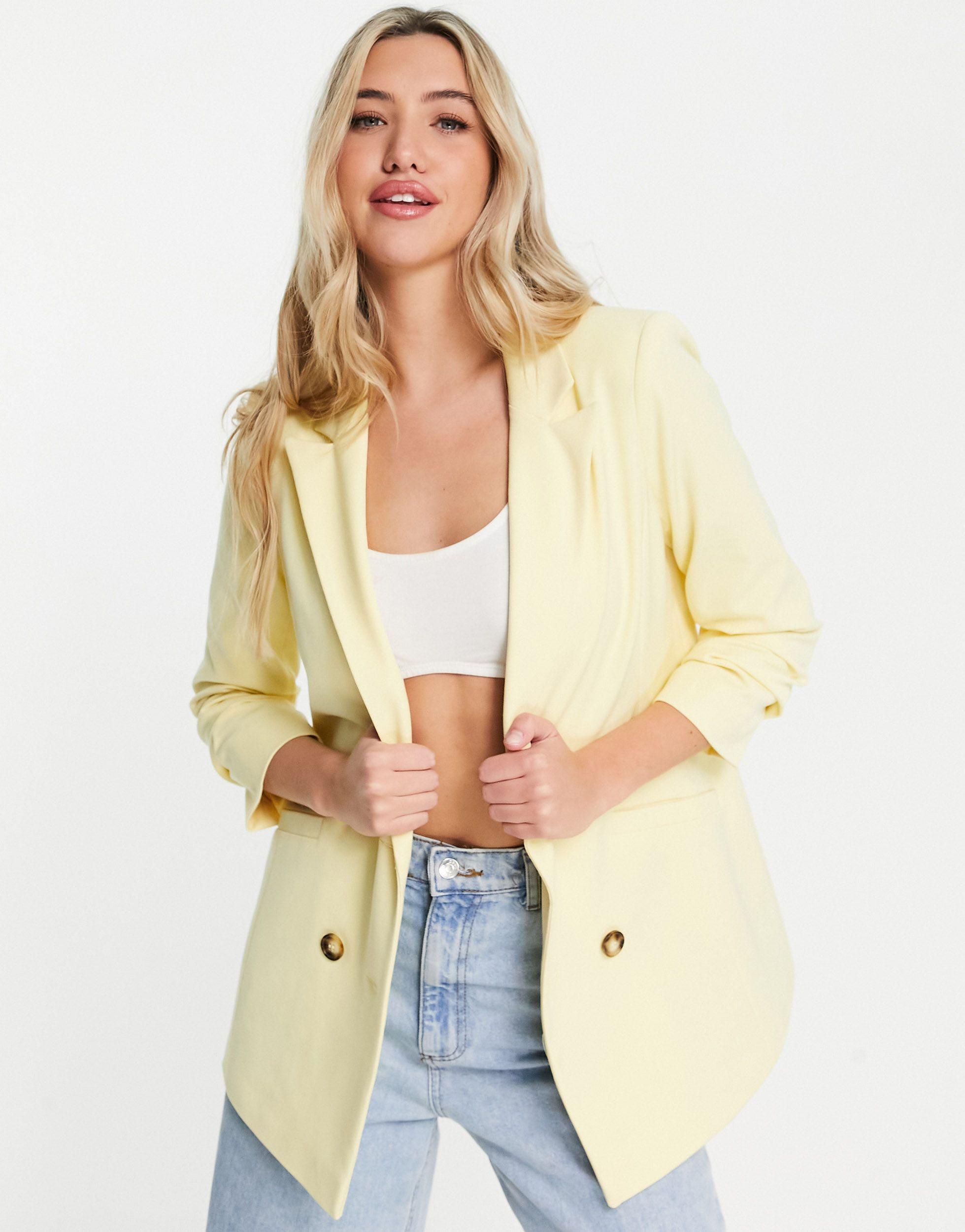 Blazer doppiopetto color limoneMiss Selfridge in Materiale sintetico di  colore Giallo | Lyst