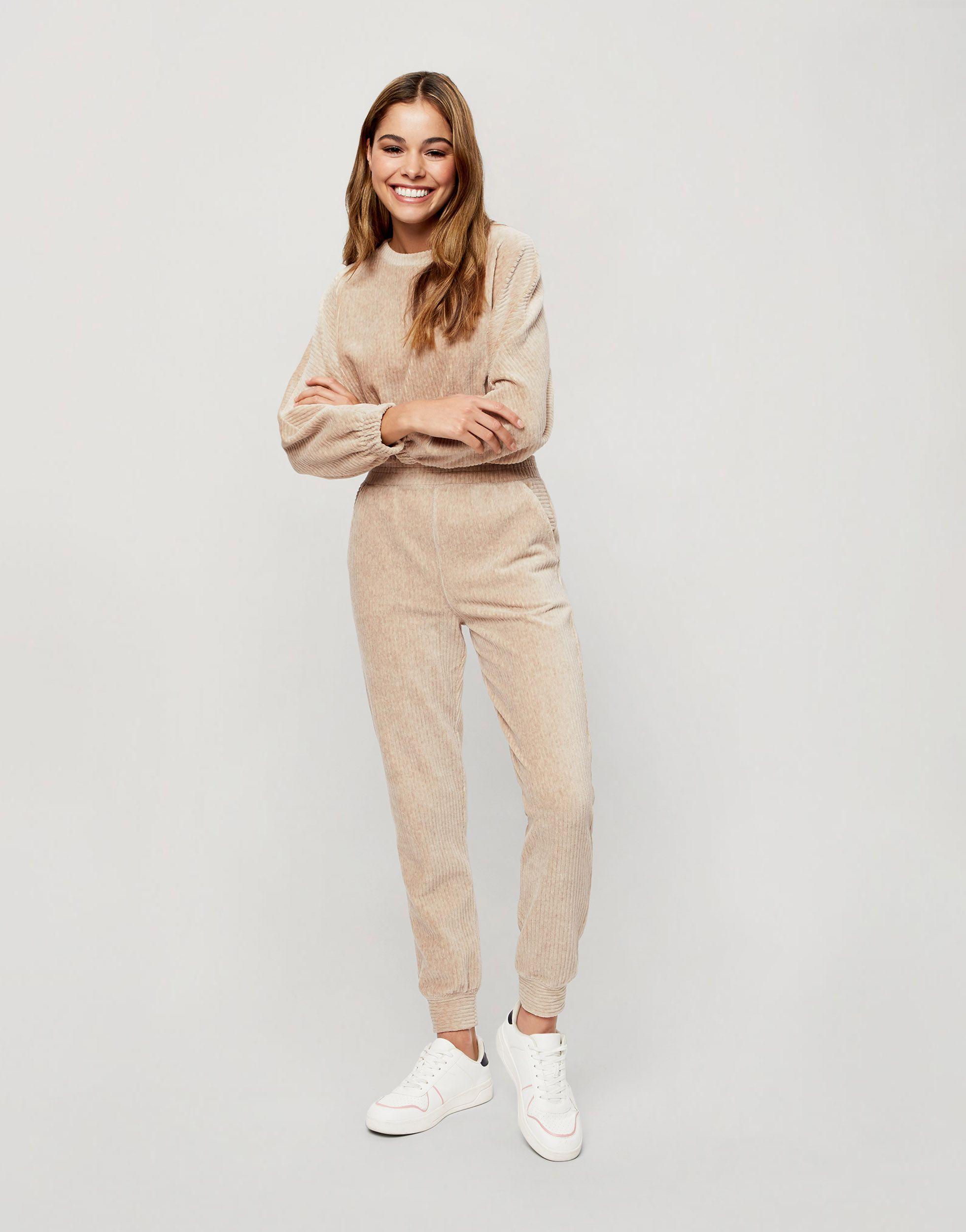 Miss Selfridge Velvet Ribbed joggers in 