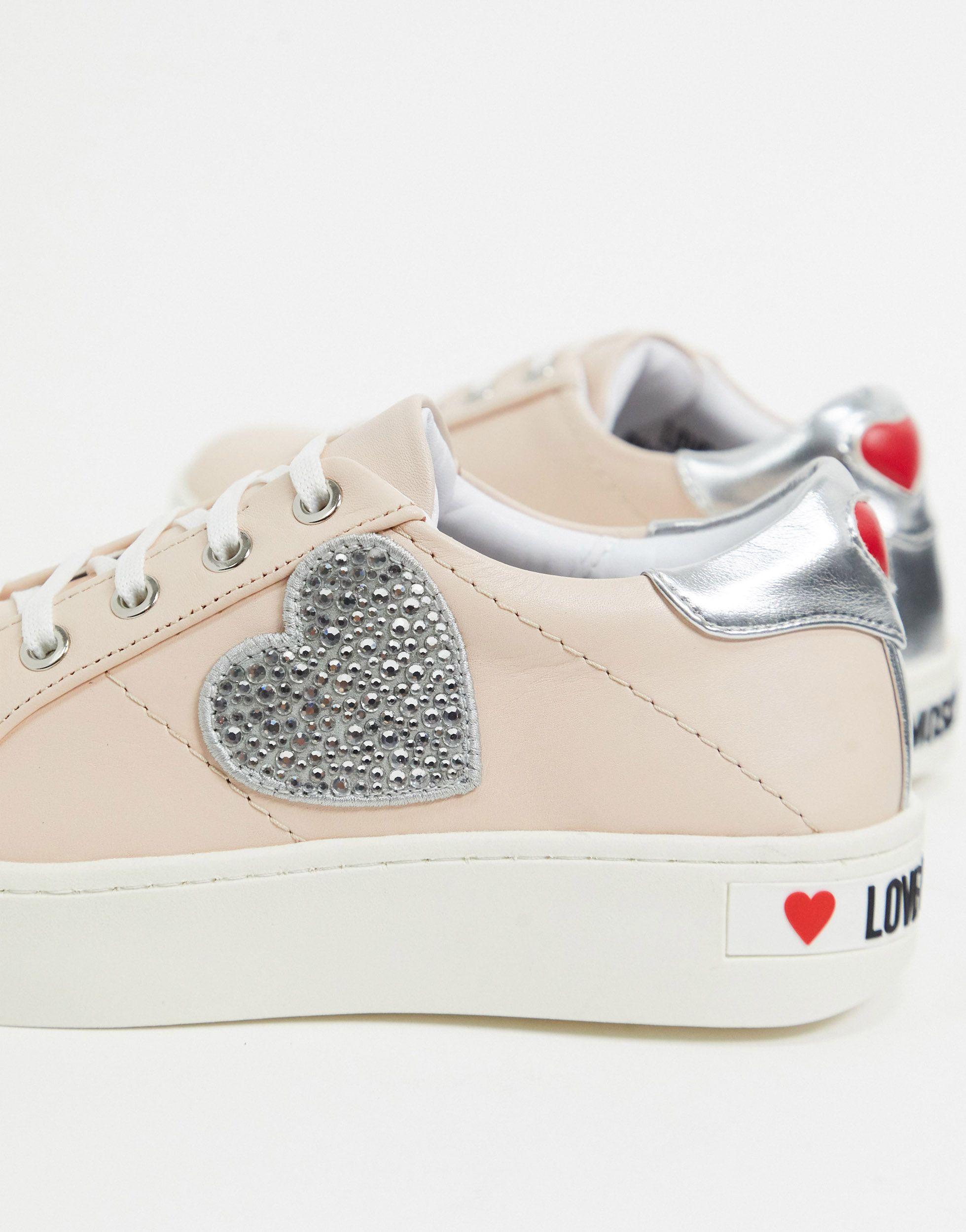Love Moschino Sneakers Met Hartje in het Roze Lyst NL