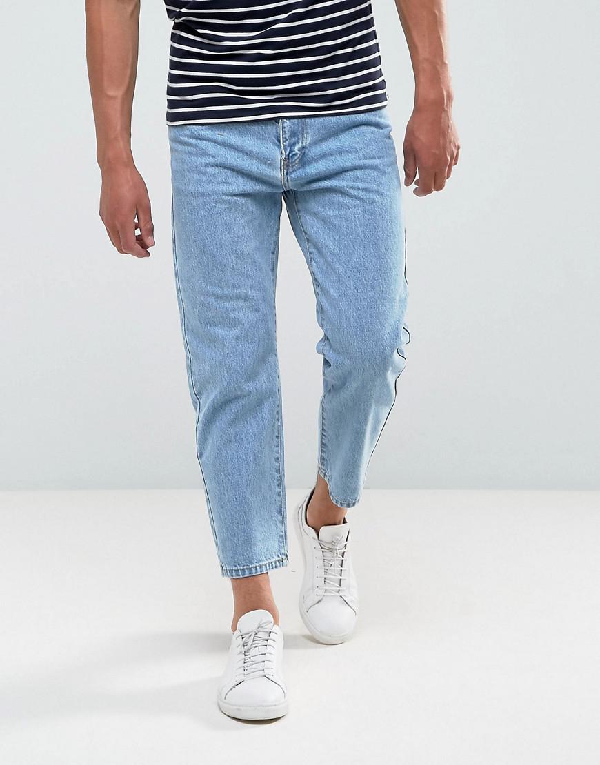 mens cropped blue jeans