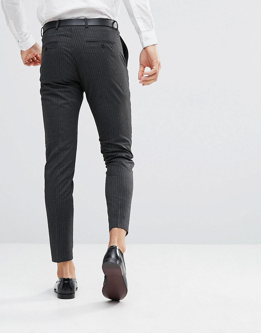 SELECTED Tapered Suit Pants In Pinstripe in Gray for Men - Lyst