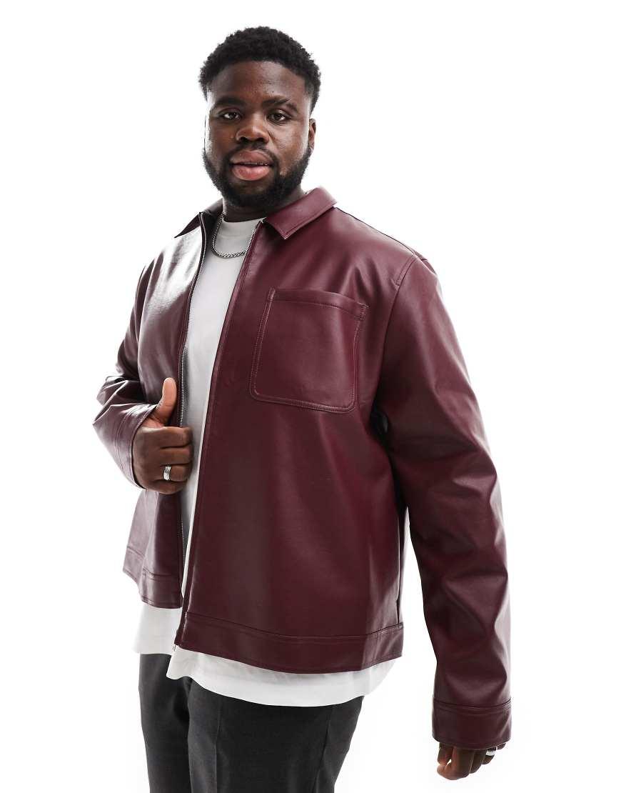 ASOS Faux Leather Harrington Jacket in Red for Men Lyst UK