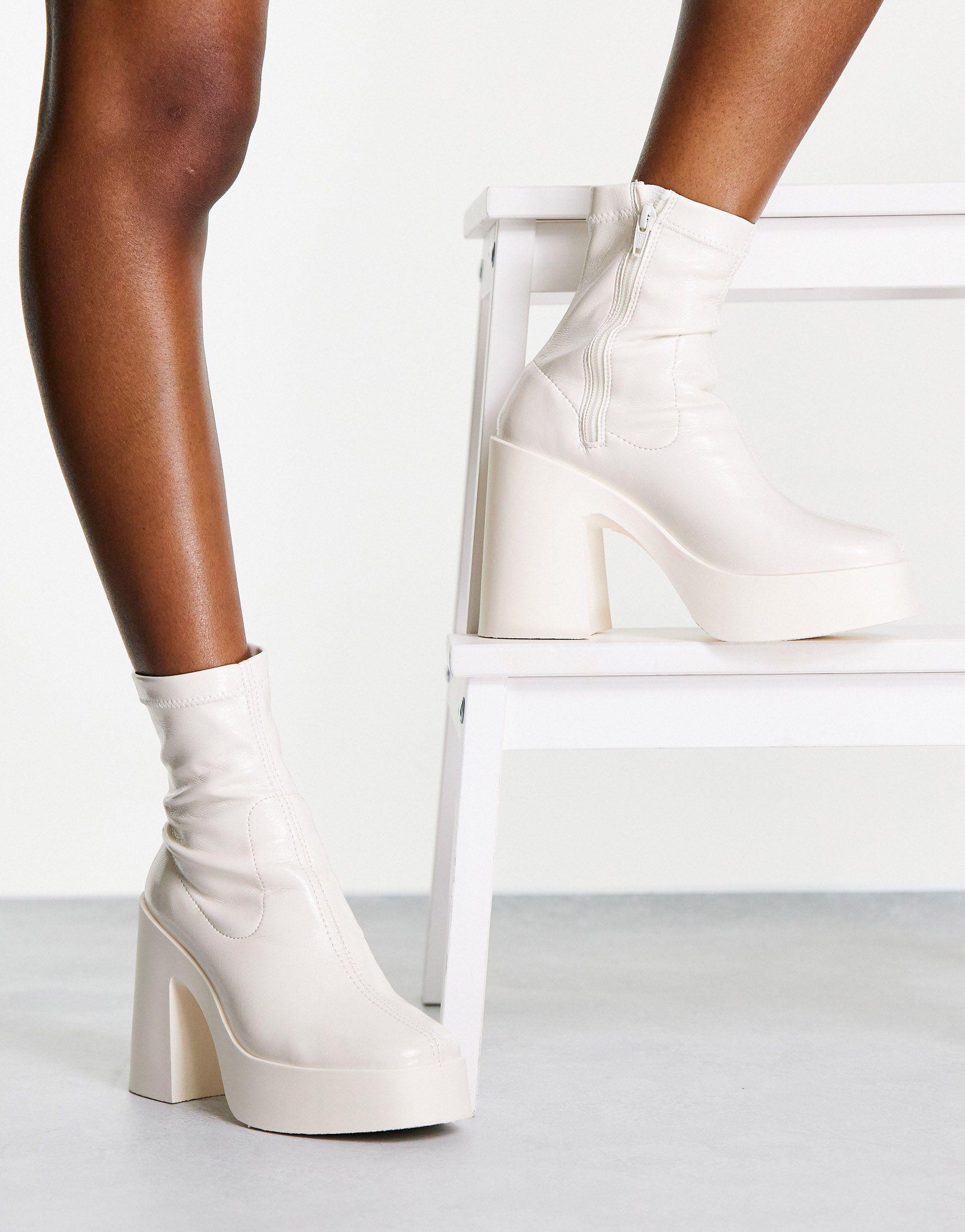 Botas blancas estilo calcetín con tacón alto ASOS de color Blanco | Lyst