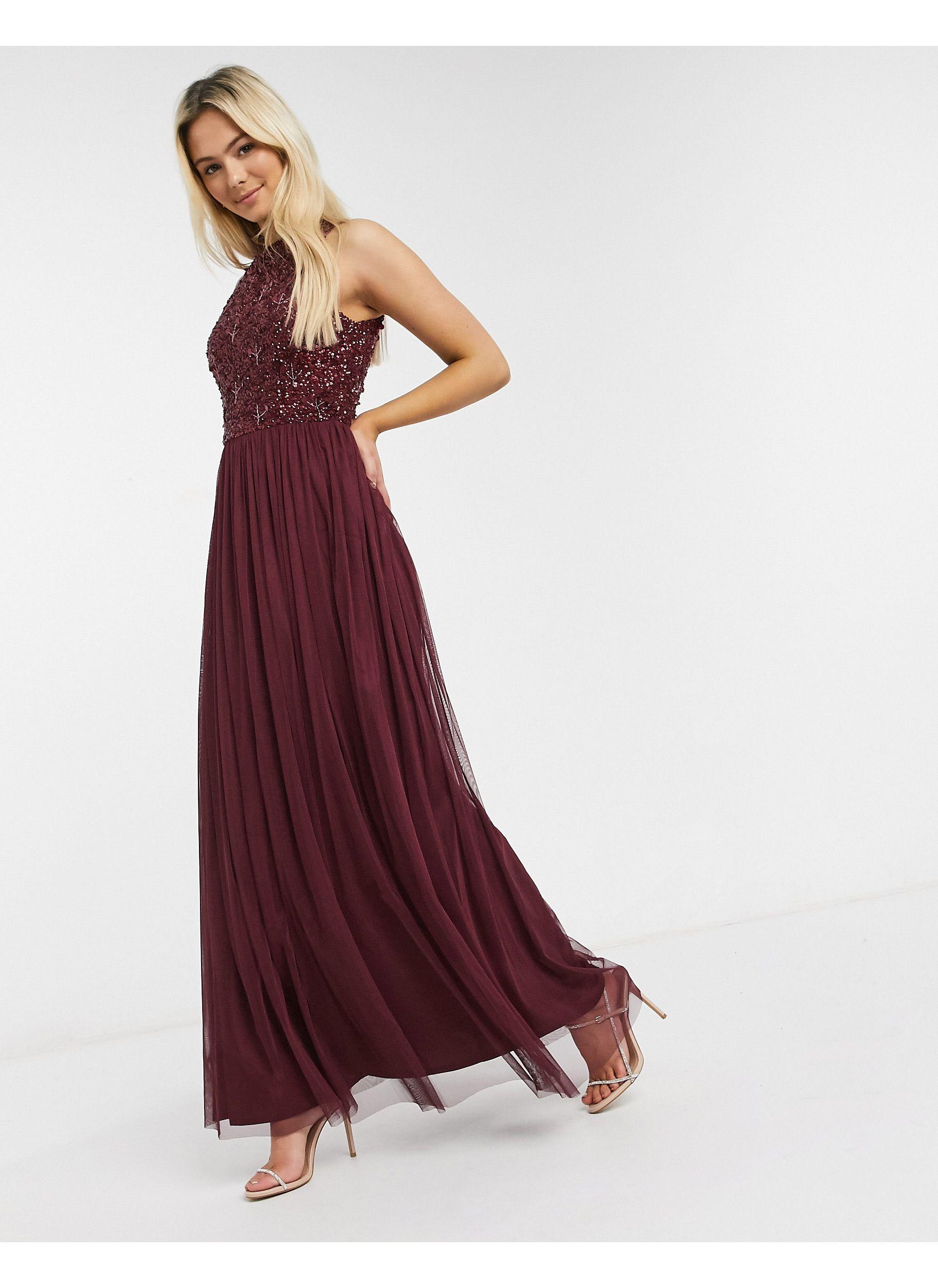 lace and beads embellished maxi dress