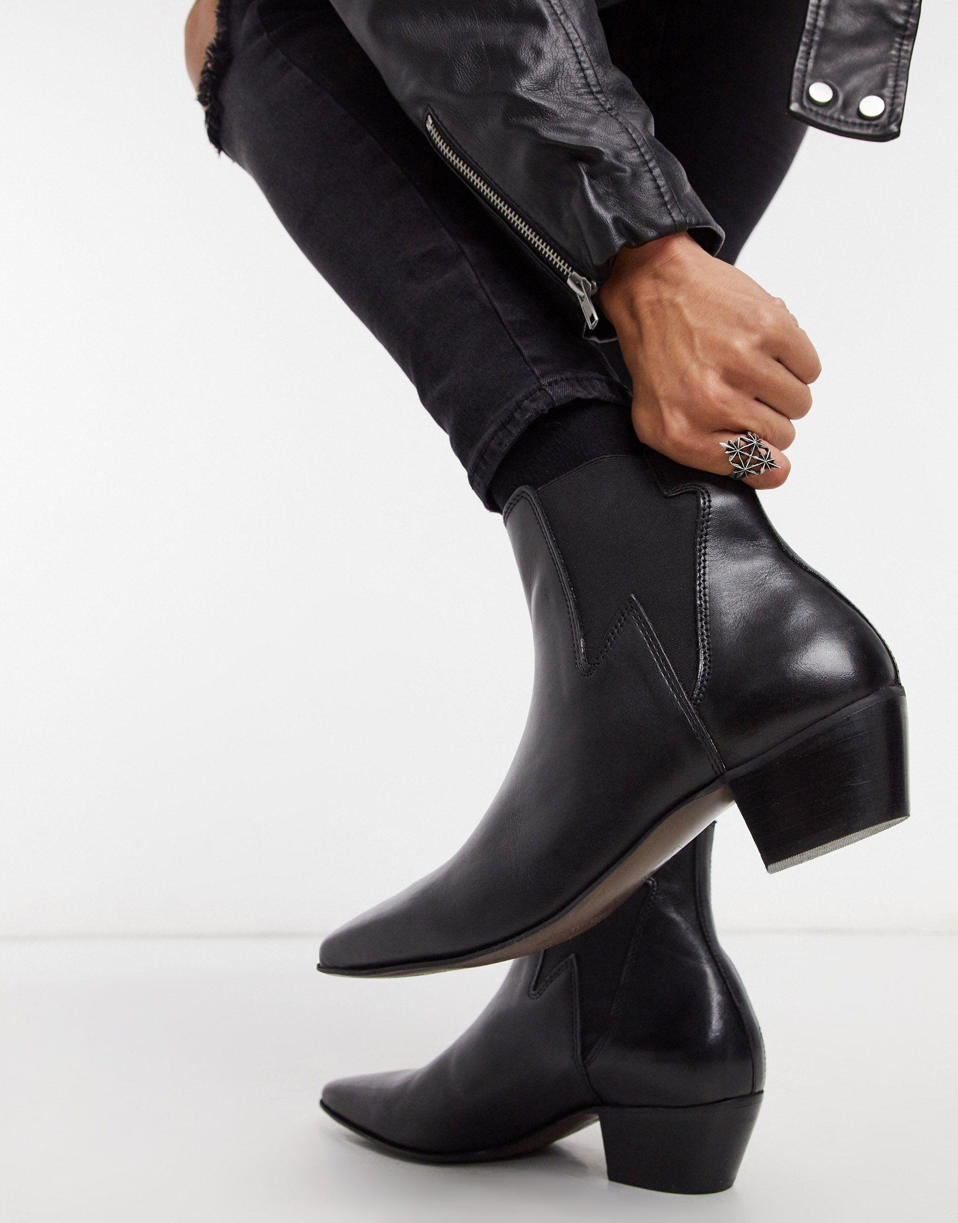 ASOS Cuban Heel Western Chelsea Boots in Black for Men | Lyst Australia