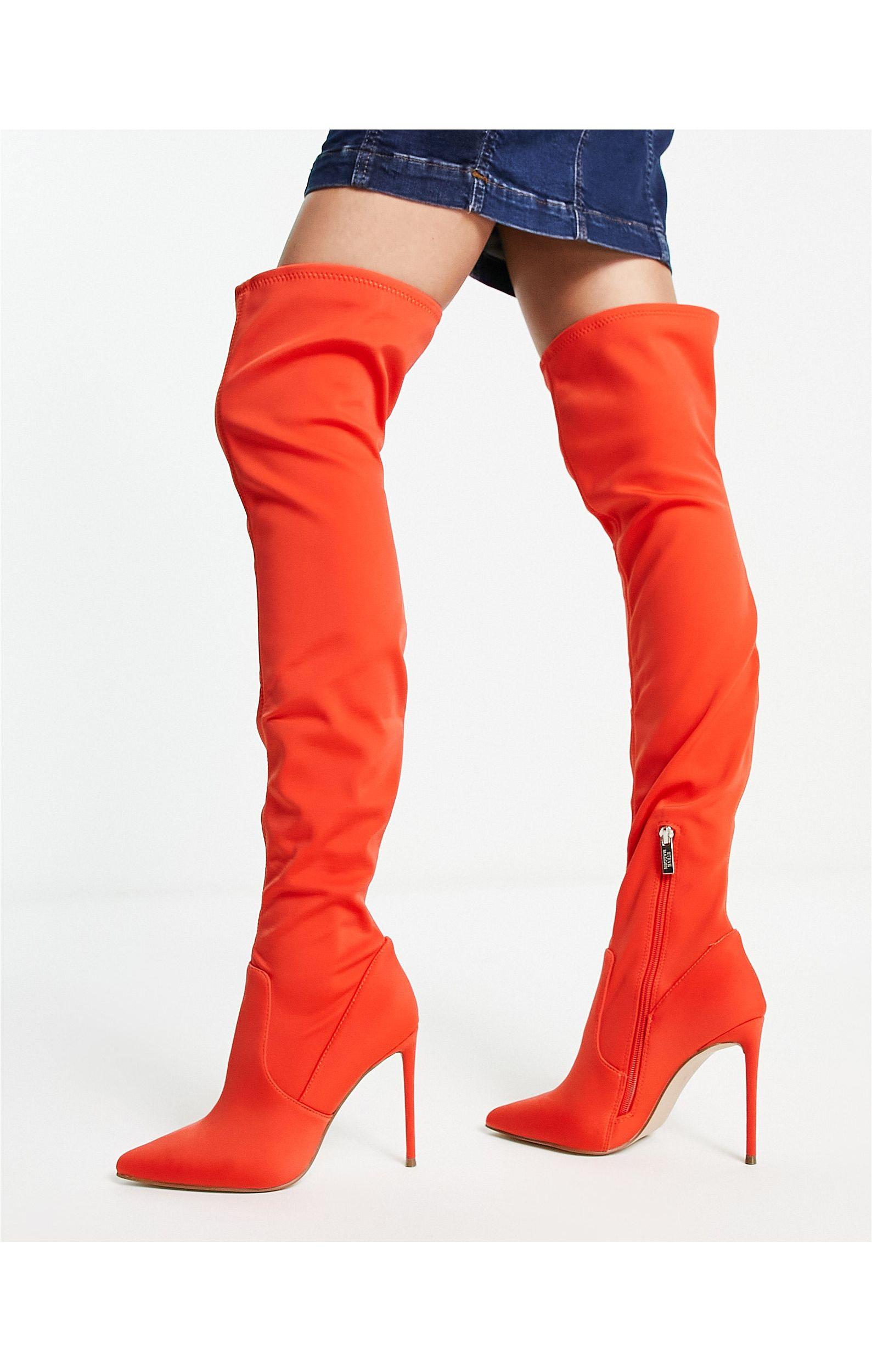 Steve Madden Vava - Over-de-knie Laarzen Met Hak in het Rood | Lyst NL