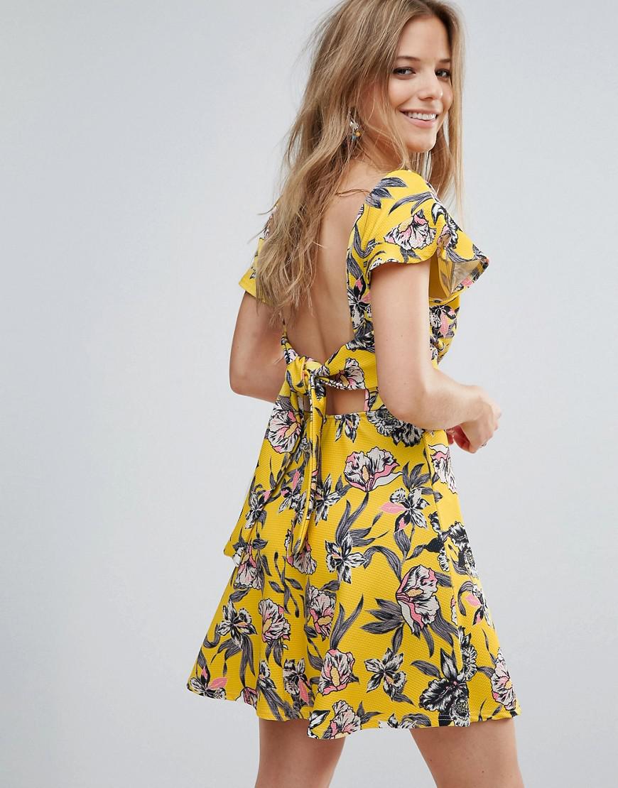 yellow floral skater dress