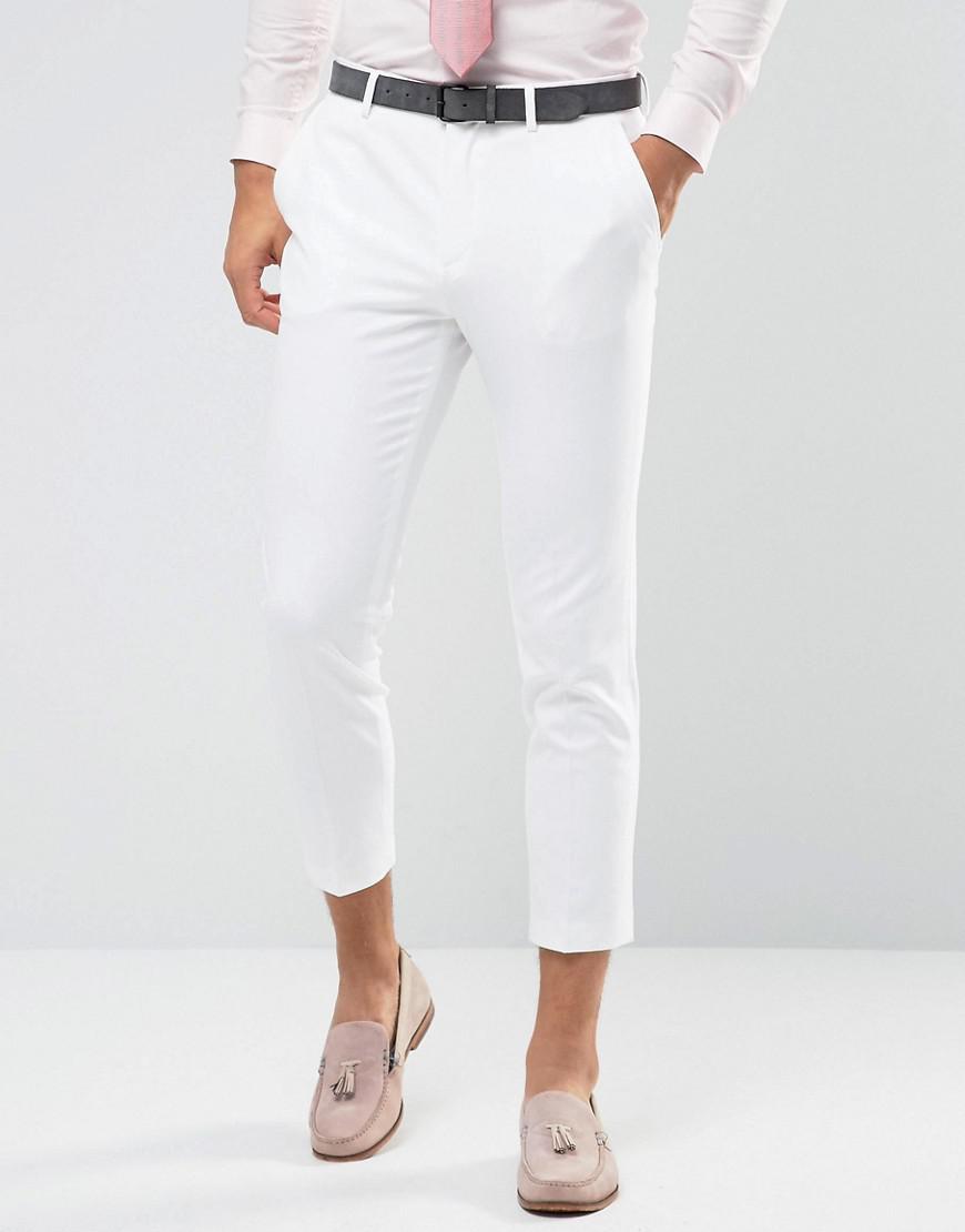 ASOS Skinny Suit Cropped Pants In White for Men