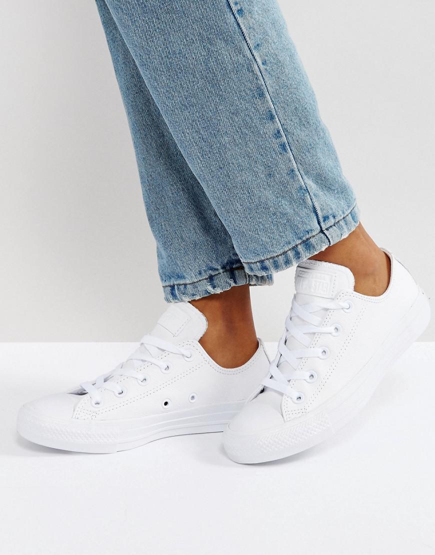 Duke Tøj legering converse chuck taylor all star ox white leather monochrome trainers