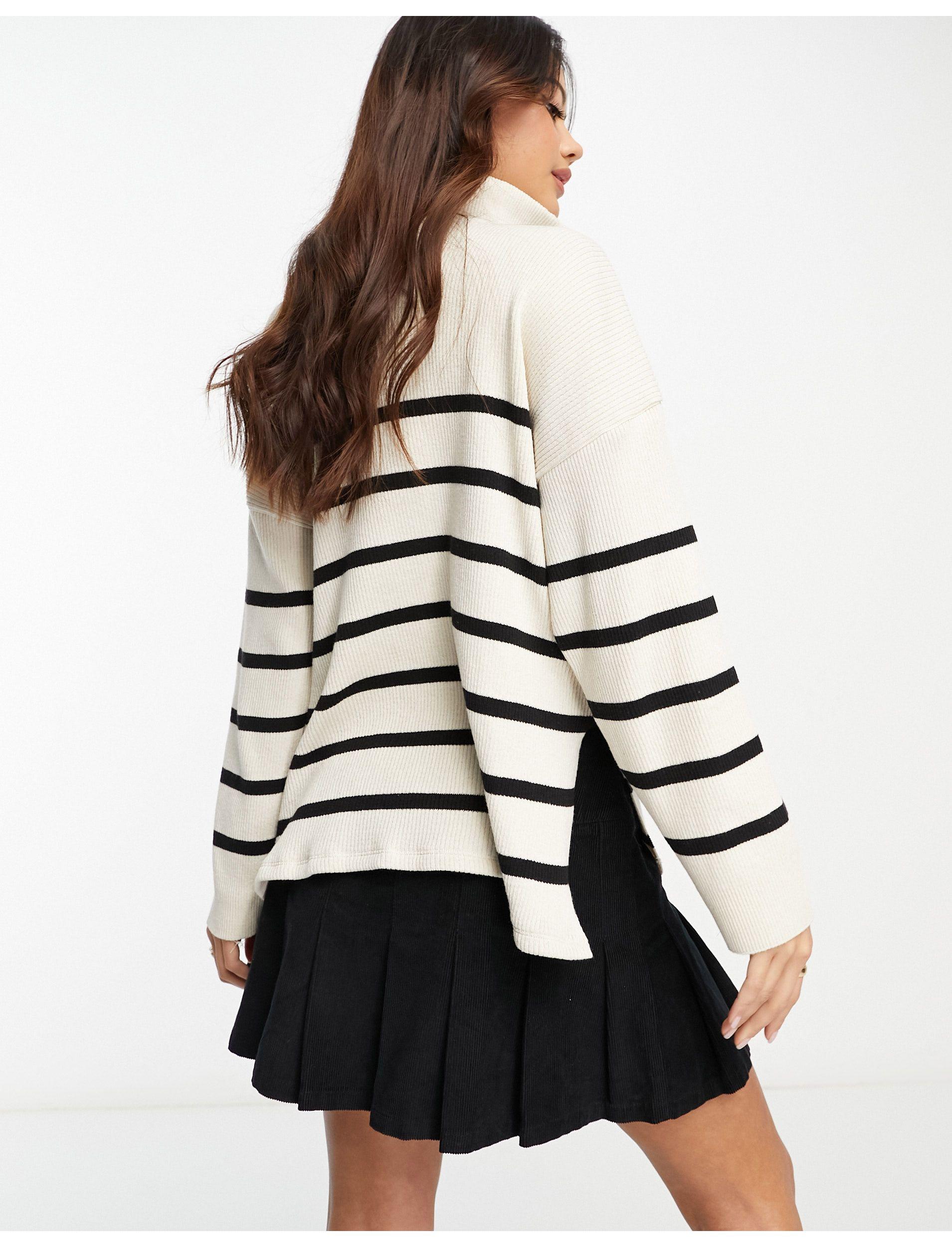 Stradivarius Quarter Zip Sweatshirt in White | Lyst