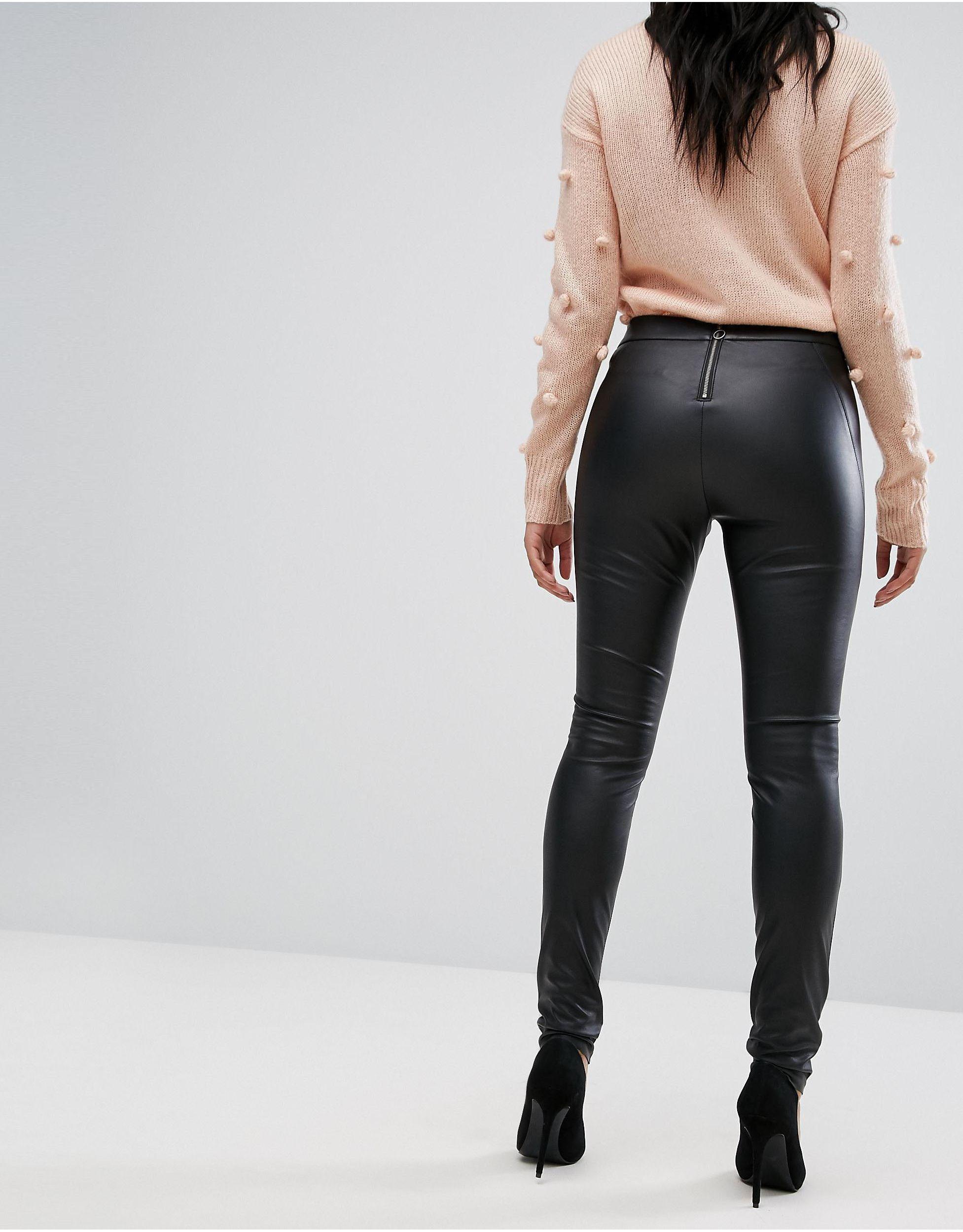 Vero Moda Faux Leather Trousers in Black Lyst