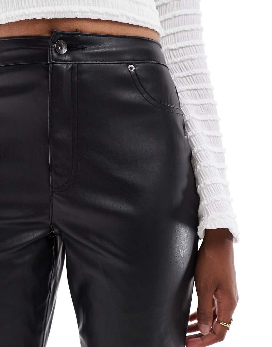 asos cigarette trousers Petite Asos Design Black Leather Noisy May Petite Skinny Faux Leather Trousers In ASOS DESIGN slim skim cigarette