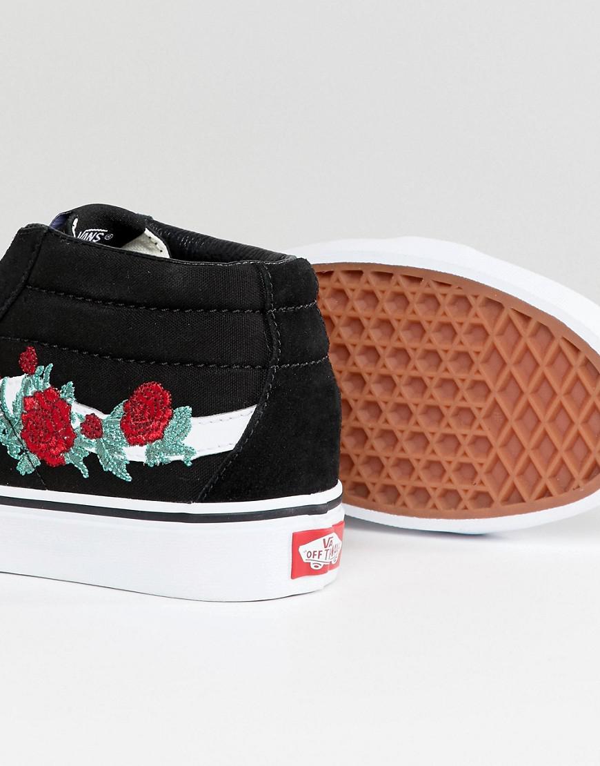 vans sk8 mid trainers with floral embroidery