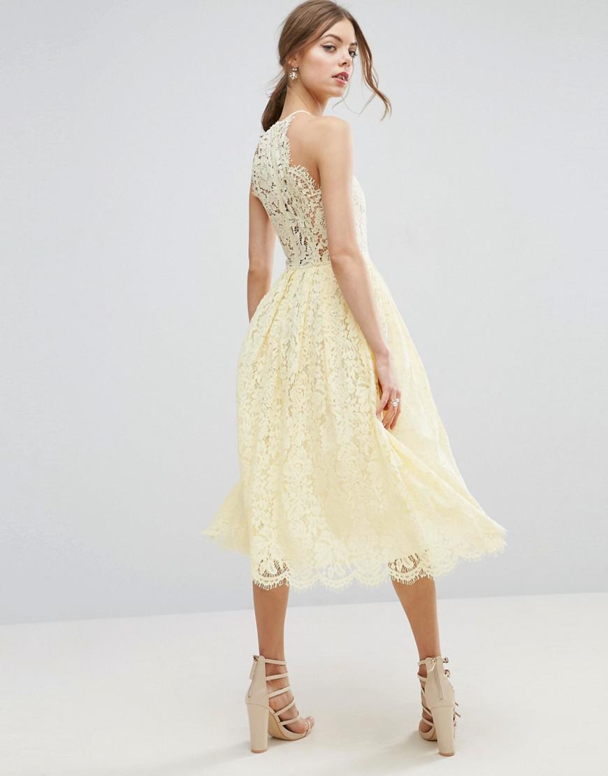lace pinny scallop edge midi prom dress
