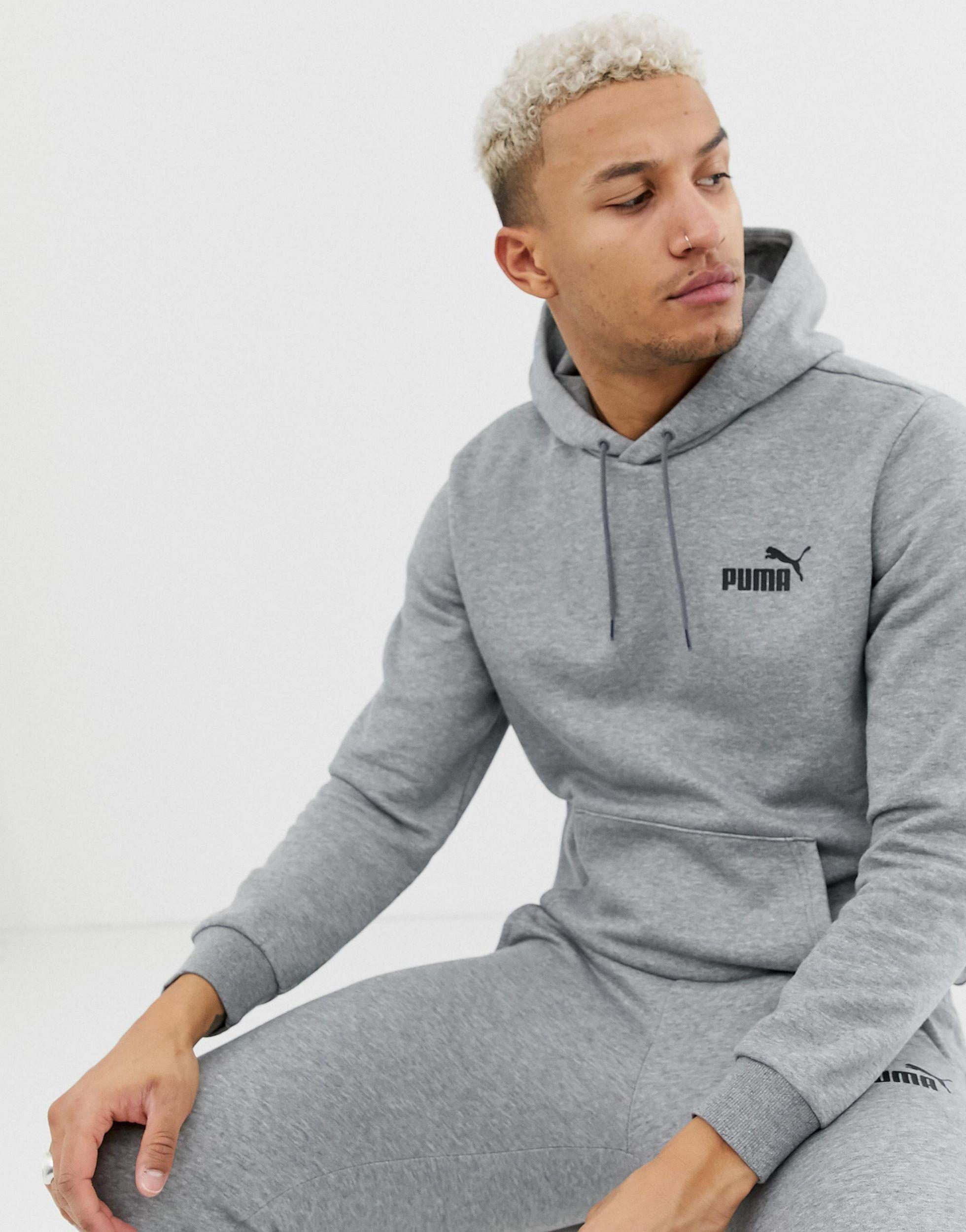 PUMA Cotton Essentials Hoodie With Small Logo in Grey (Gray) for Men | Lyst