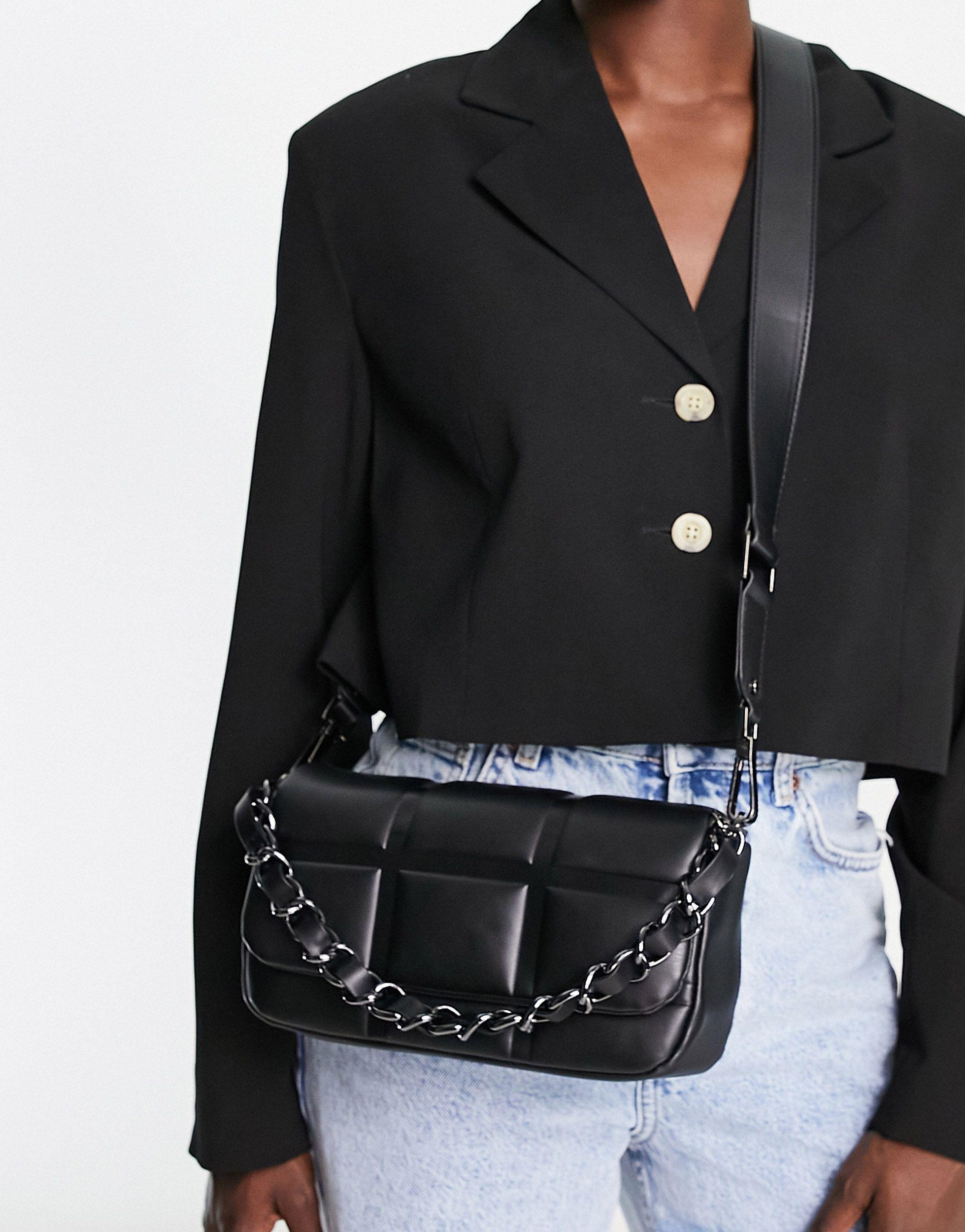 TOPSHOP Cara Quilted Crossbody in Black | Lyst