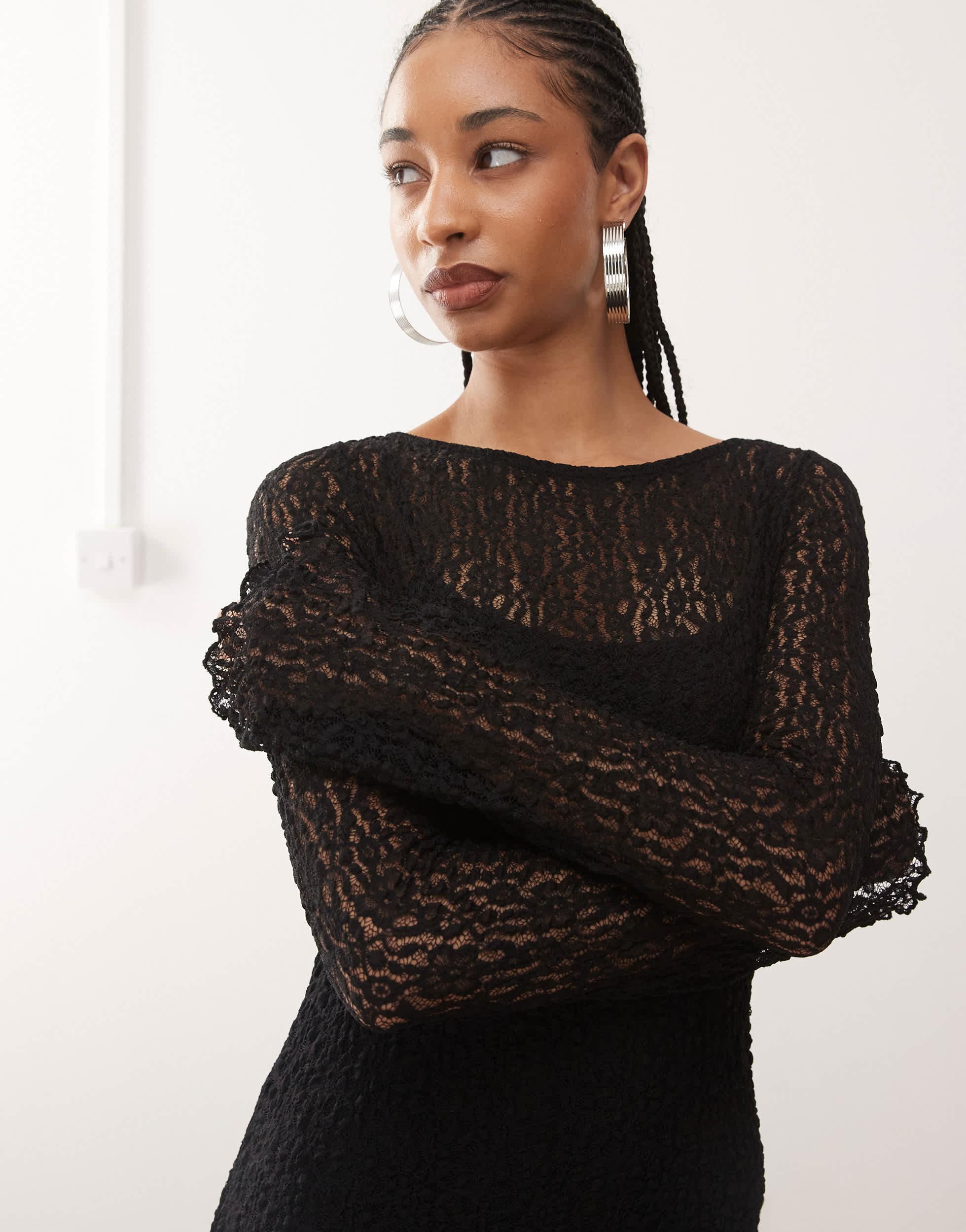 monki lace dress Monki Slip Satin Lace Dress (MNK1322548) - Slip dresses