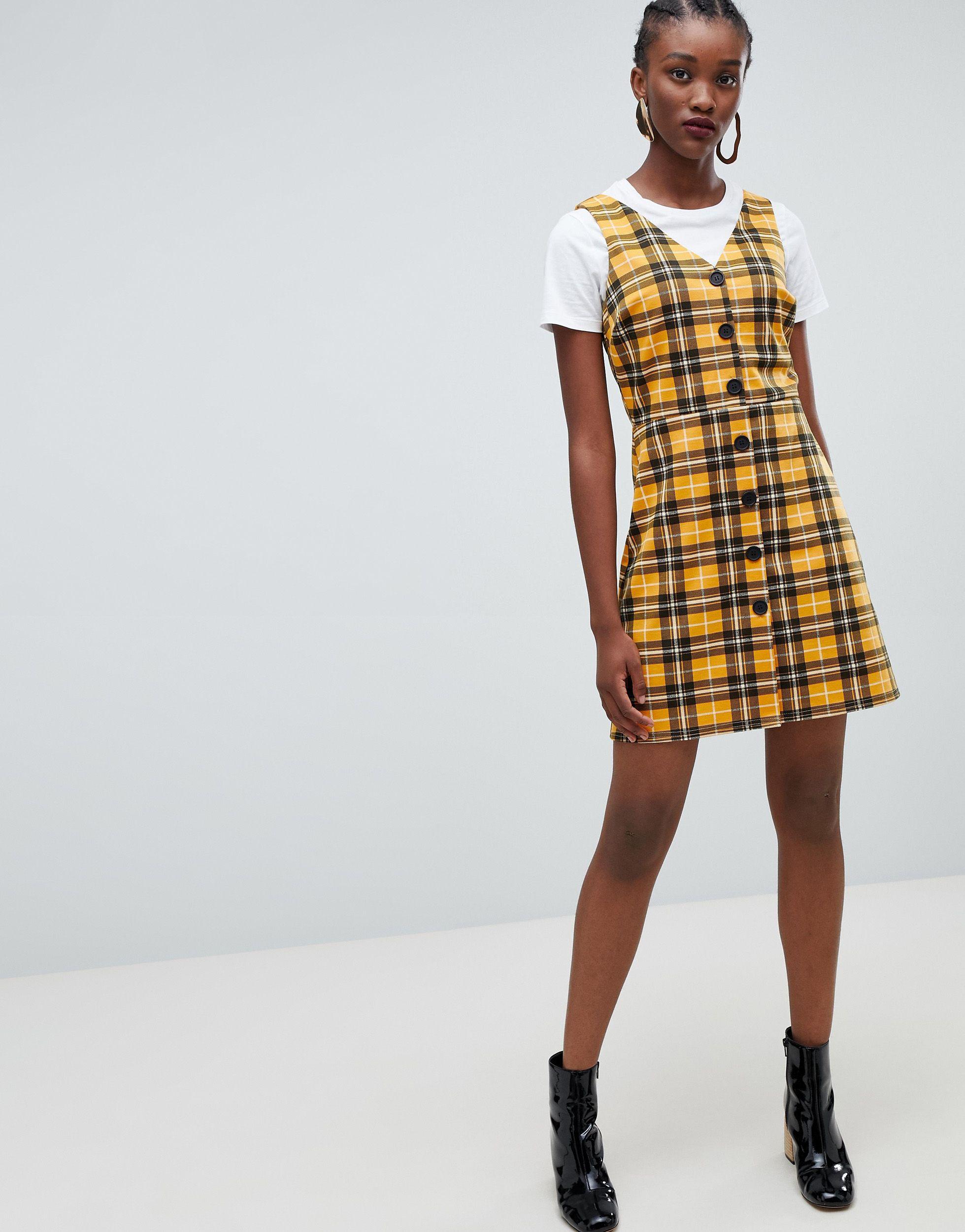 new look yellow check dress