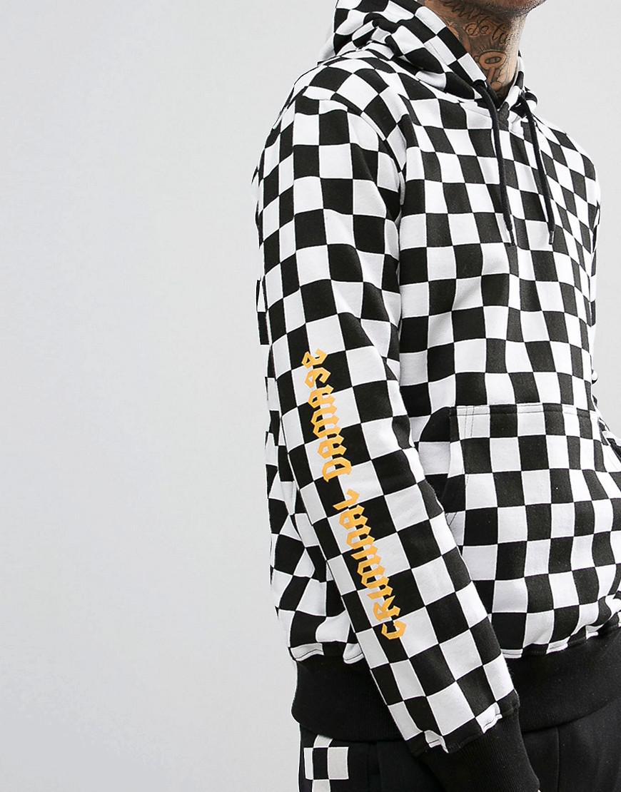 Criminal Damage Hoodie In Checkerboard in White for Men - Lyst