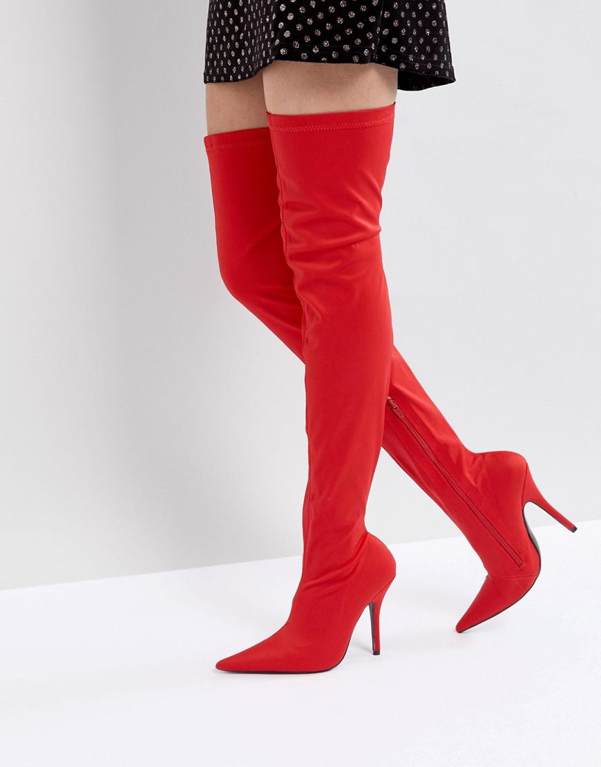 red suede over the knee boots