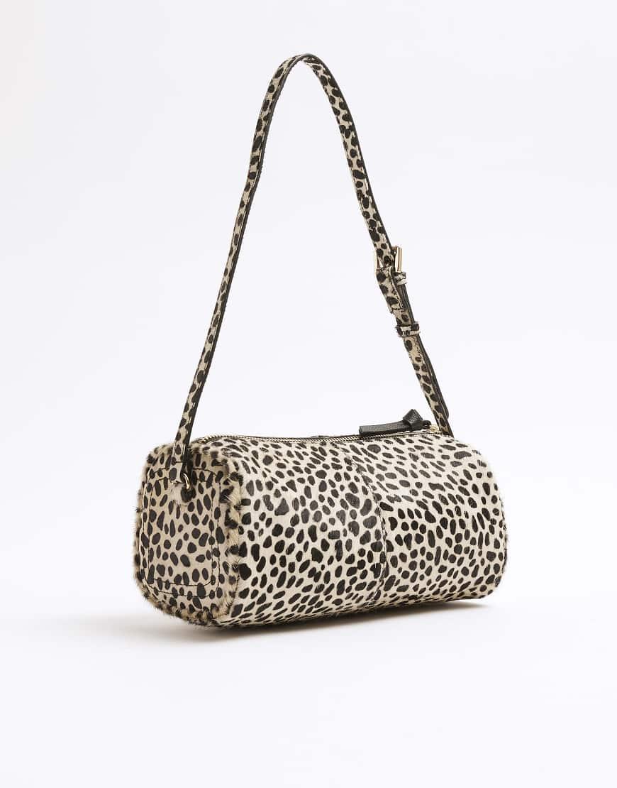 River Island Leather Leopard Print Shoulder Bag in White Lyst UK