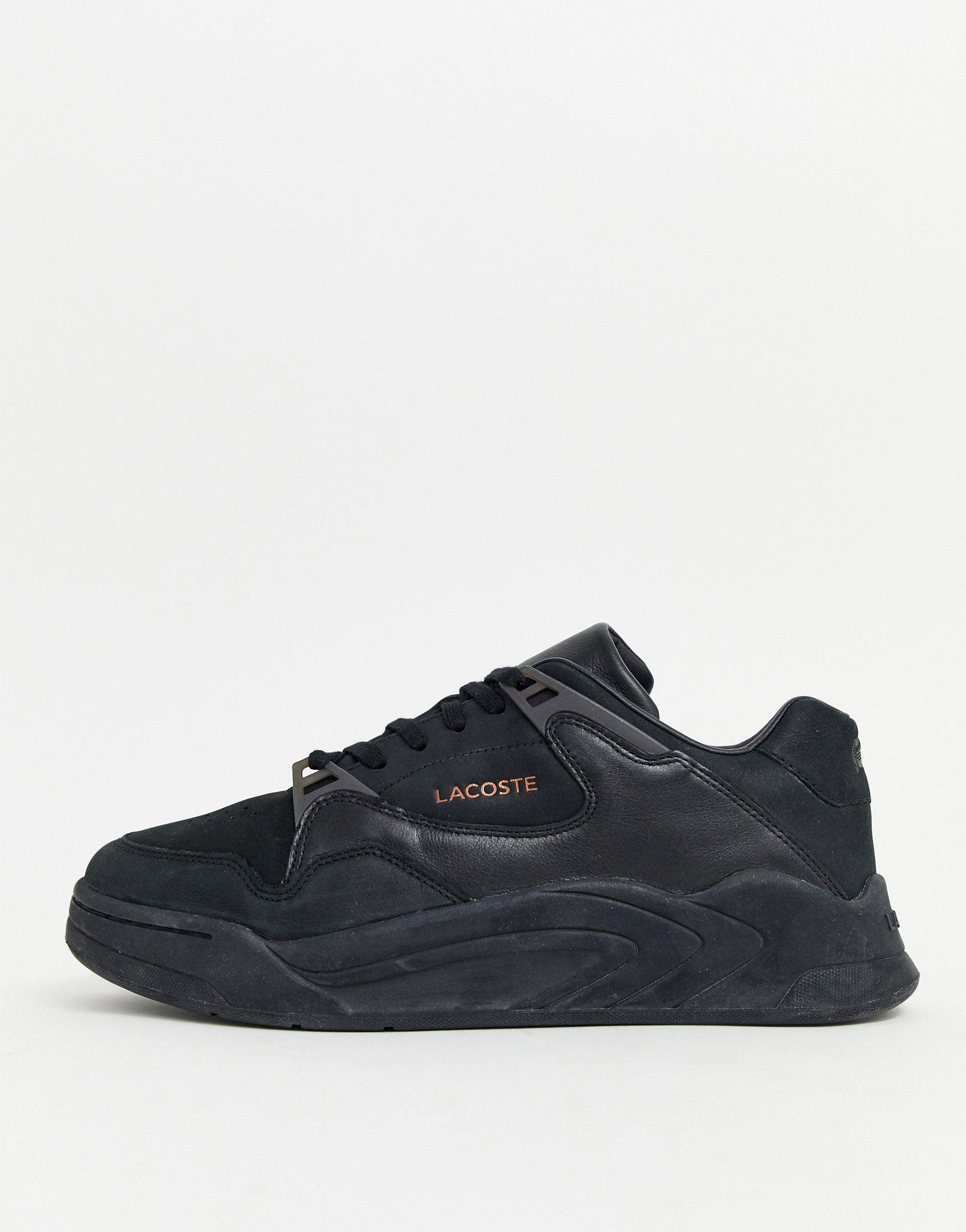 Lacoste Leather Court Slam Chunky Trainers in Black for Men | Lyst