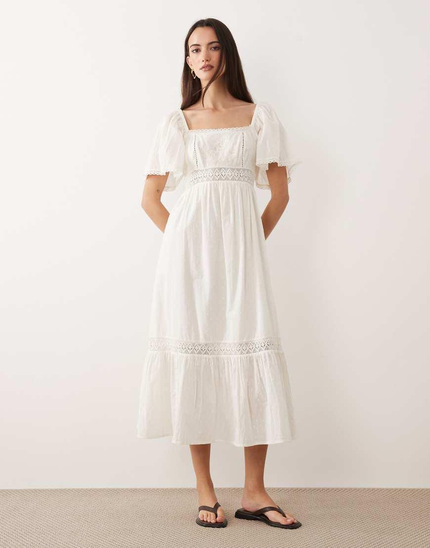 ruffled cotton dobby midi dress Eve Dress