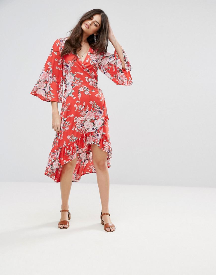 vero moda floral wrap dress