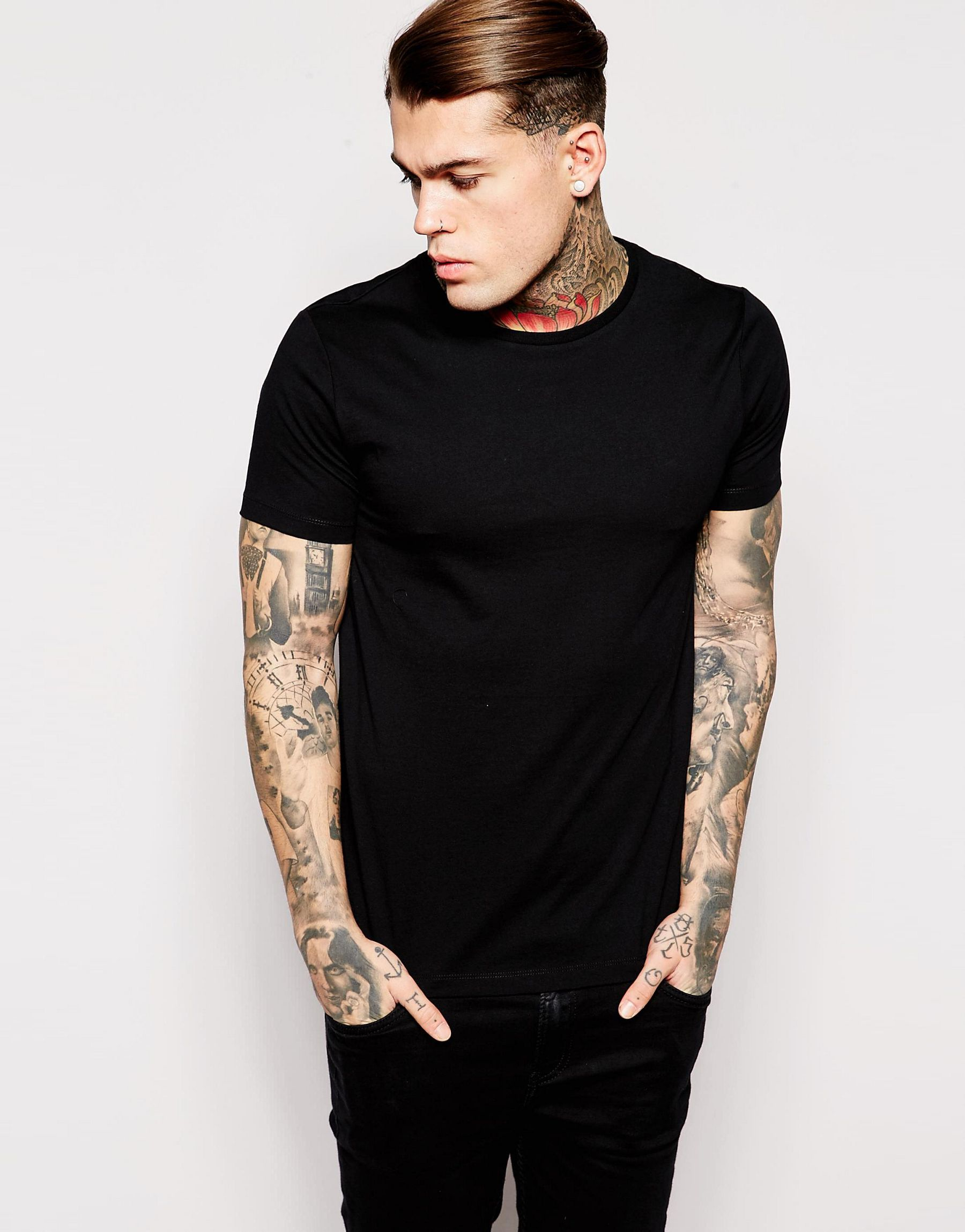 Asos T-shirt With Crew Neck in Black for Men | Lyst