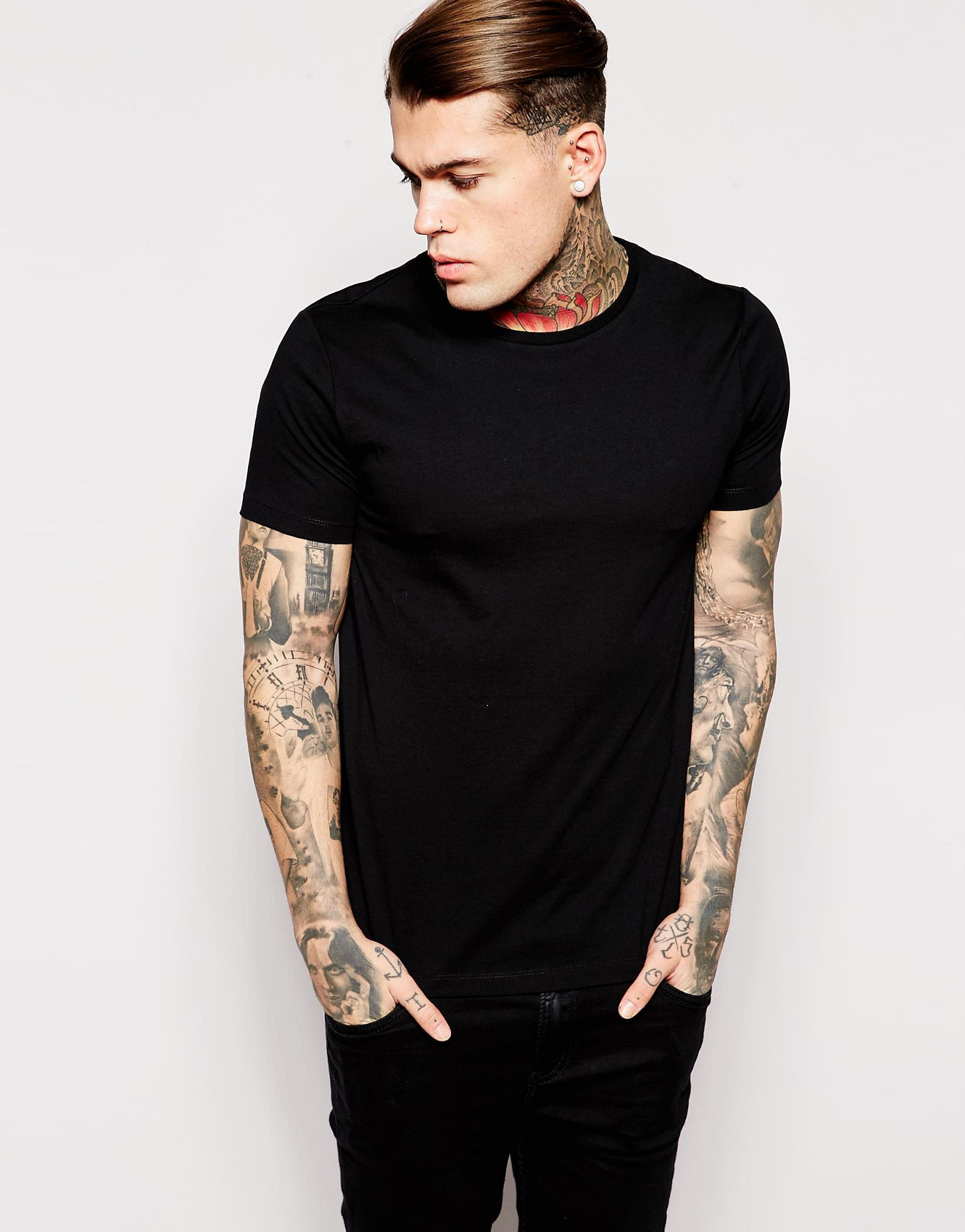 black t shirt dress men