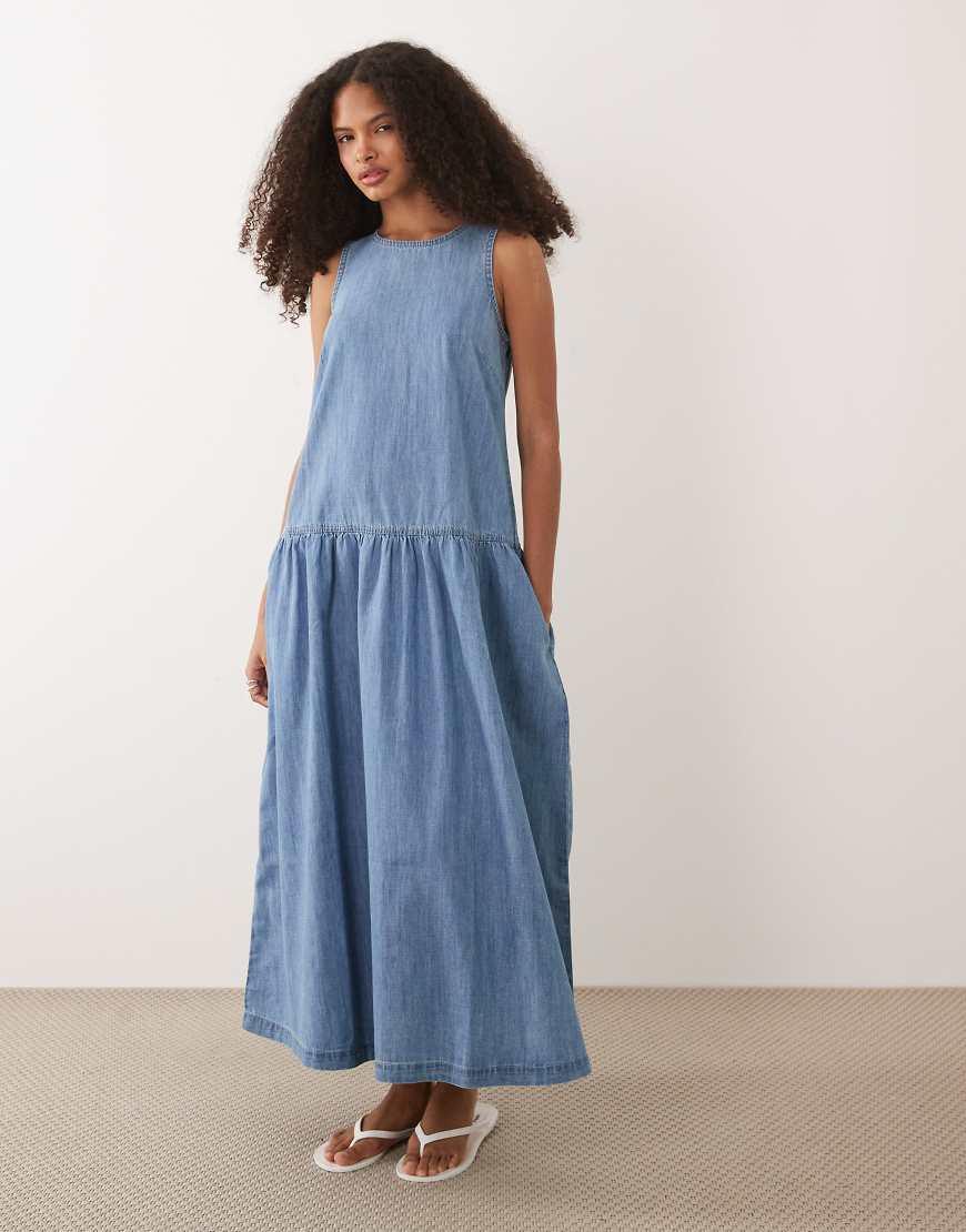 new look dresses blue Georgie Cotton Summer Dress main image 0
