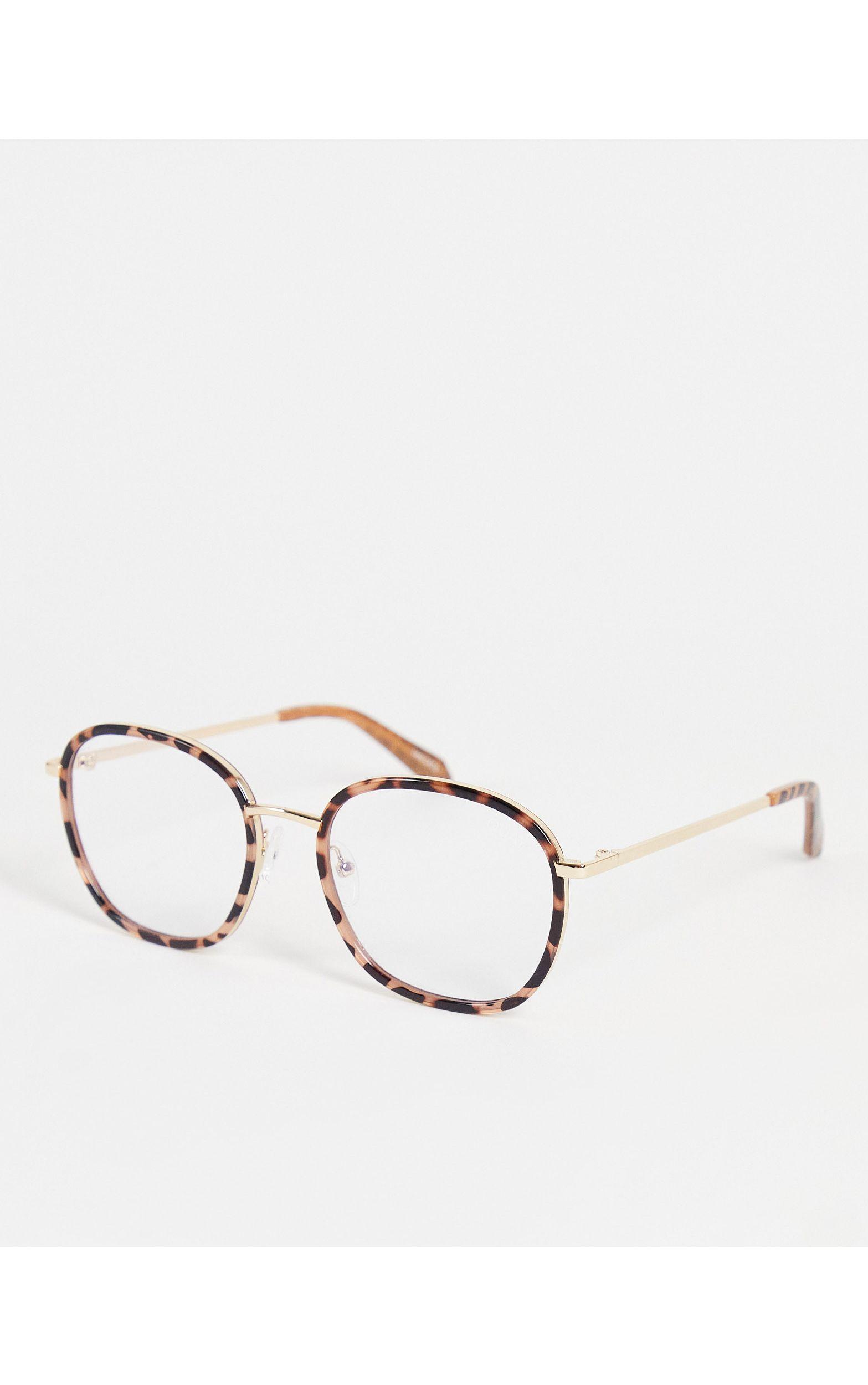 Quay Synthetic Quay Jezabell Inlay Round Blue Light Glasses in Brown