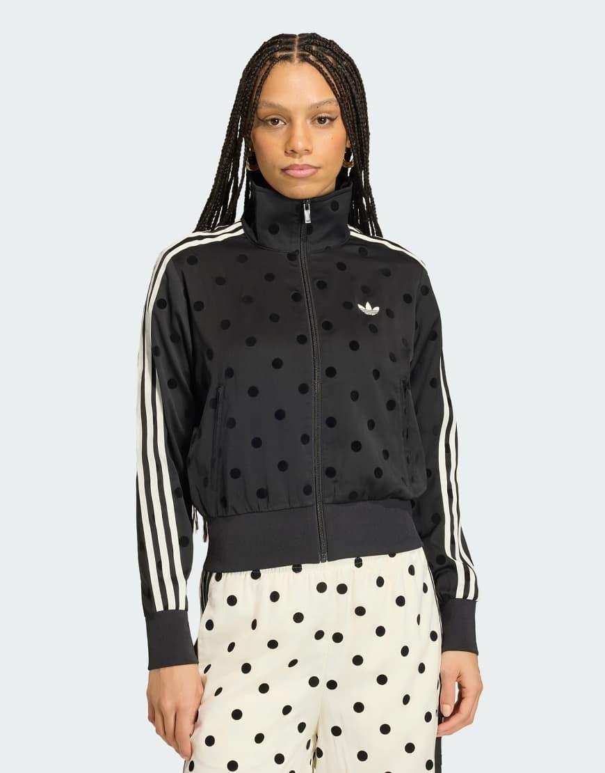 adidas Satin Polka Dots Tt Track Top in Black | Lyst UK
