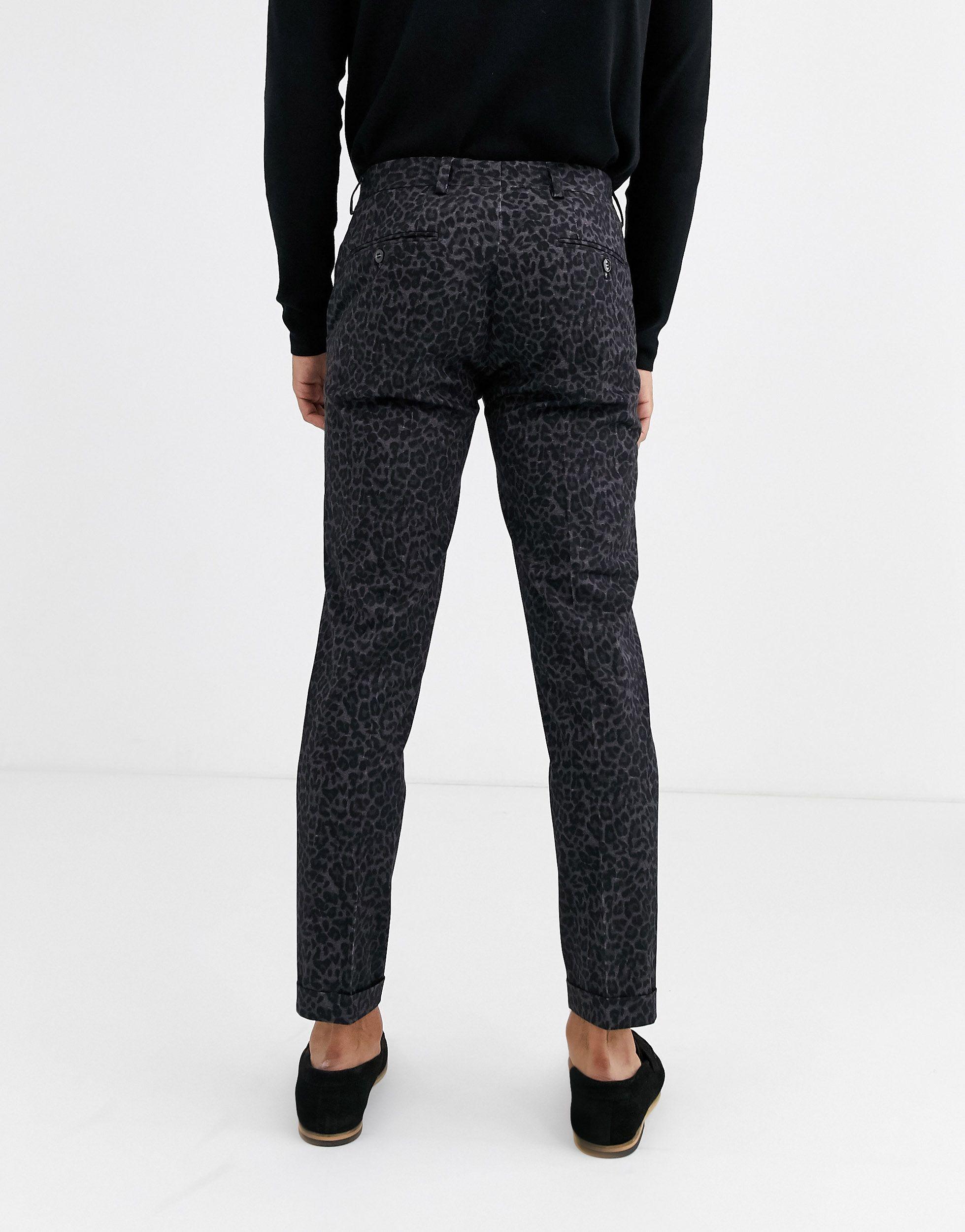 Jack & Jones Premium Leopard Print Suit Pants in Black for Men | Lyst
