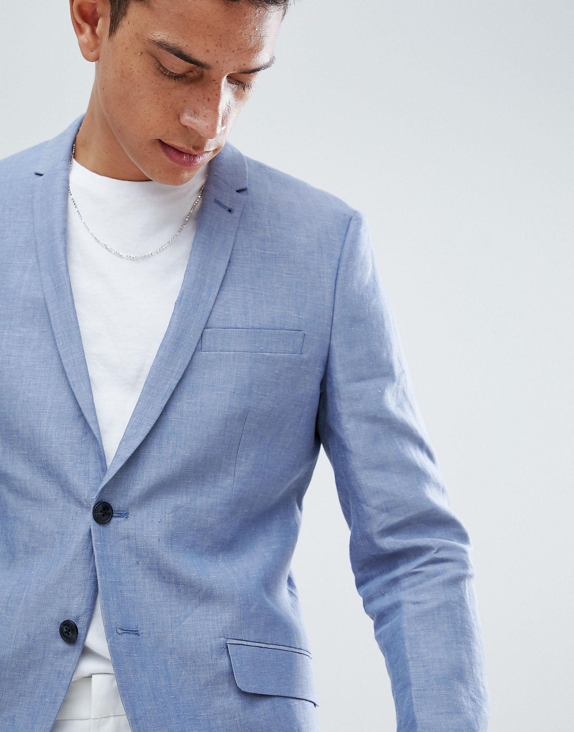 Premium - Blazer slim di linoJack & Jones in Lino da Uomo colore Blu | Lyst