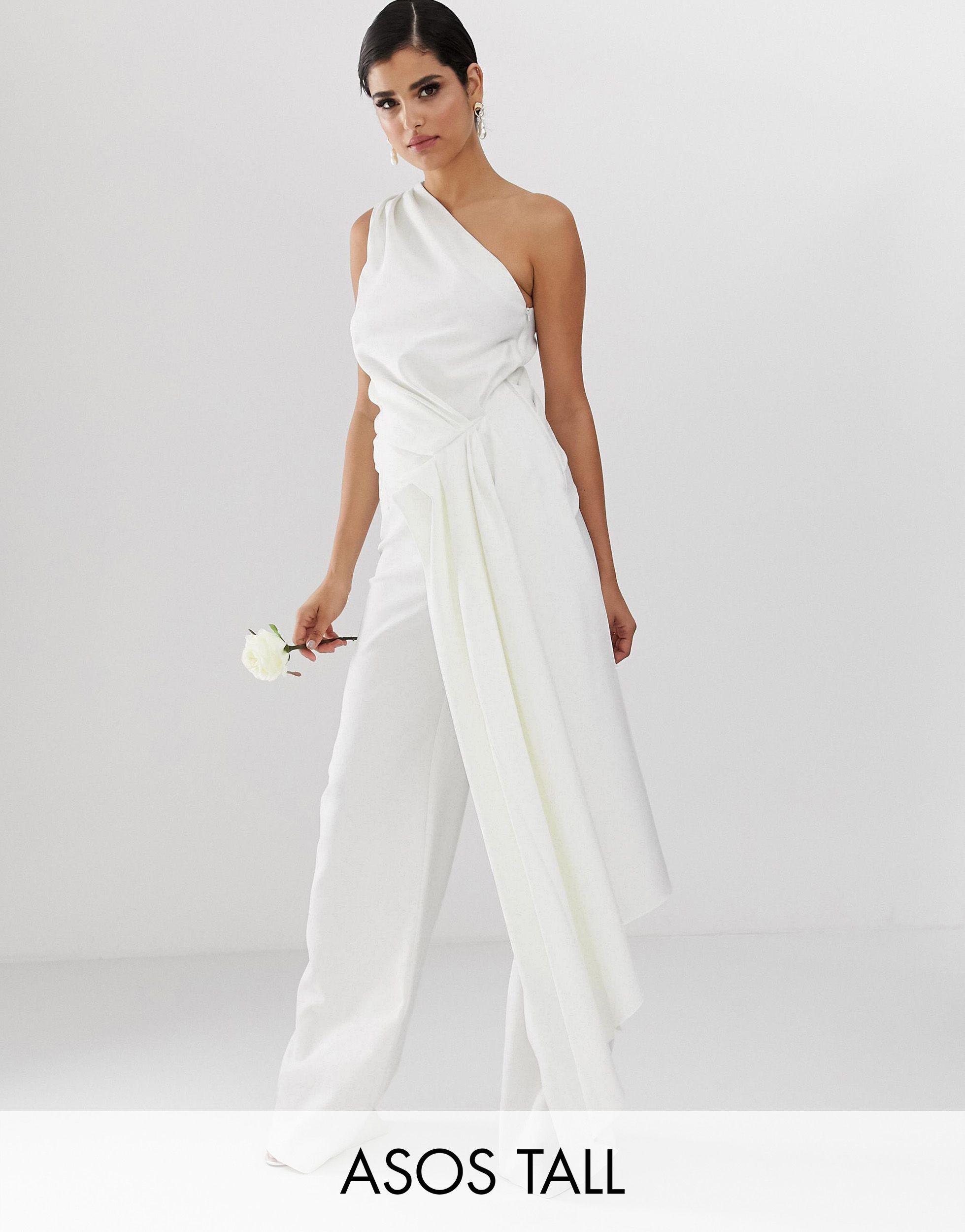 ASOS Asos Design Tall Dames Tassen voor voor Clutches voor Vierkante Hals En Gedrapeerde Rok in het Wit Midi-jurk Met Structuur 