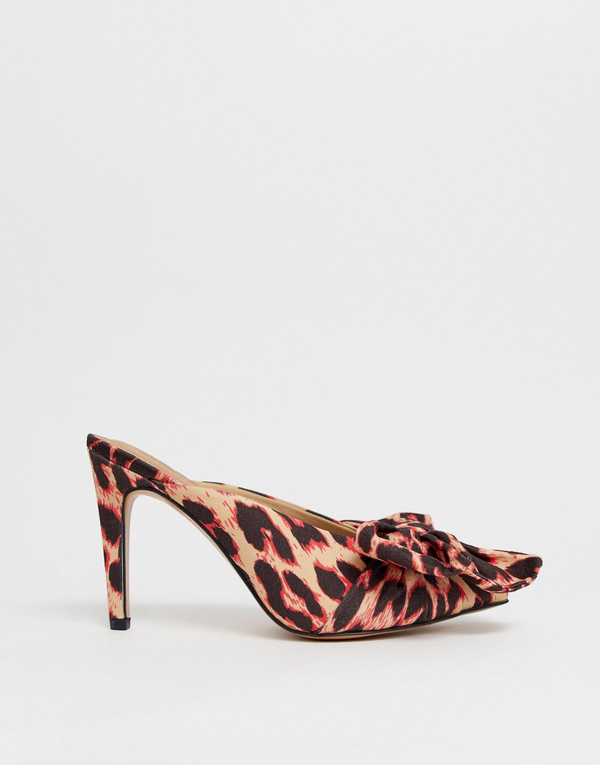 leopard bow mules