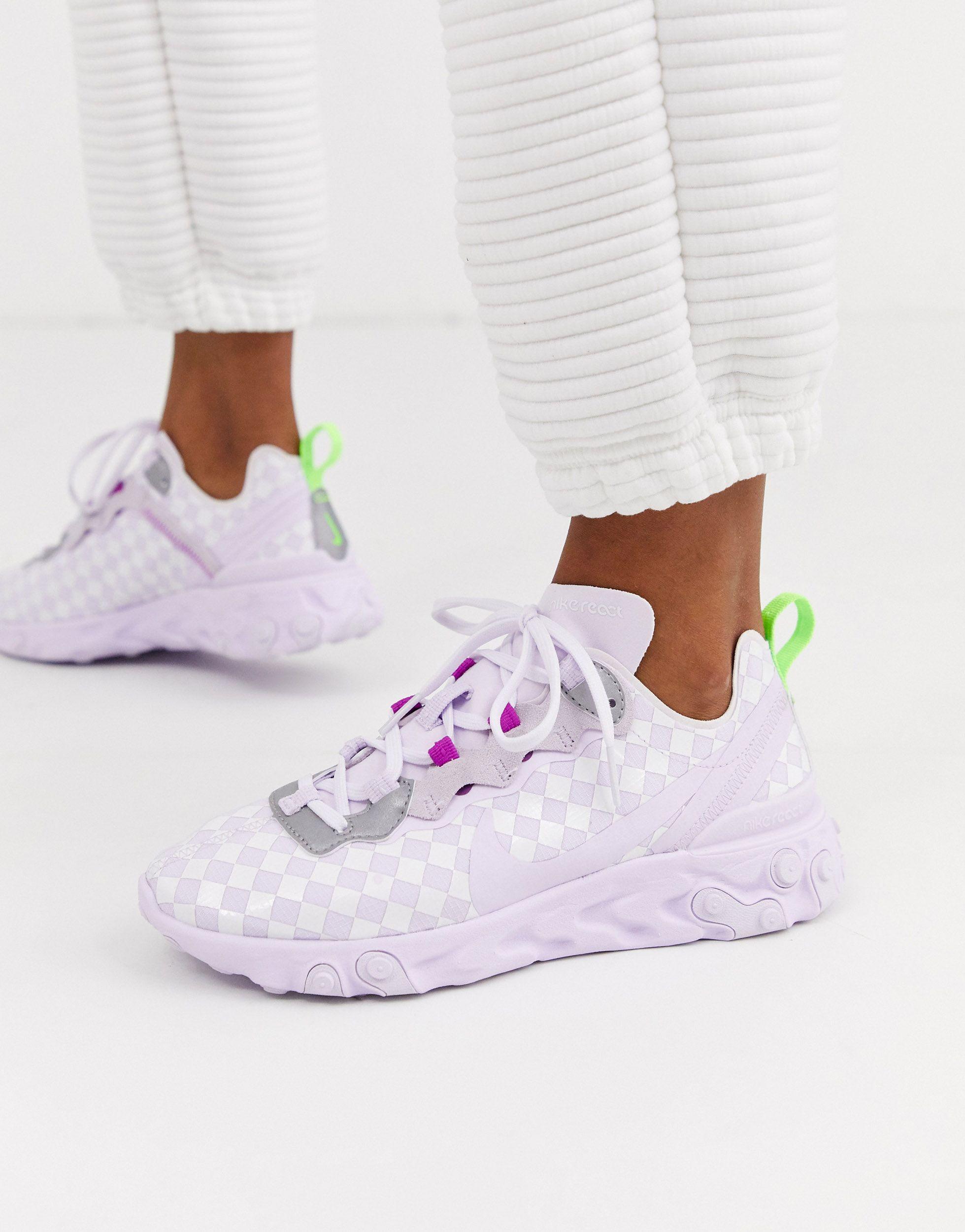 Nike Rubber React Element 55 Sneakers in Purple | Lyst UK
